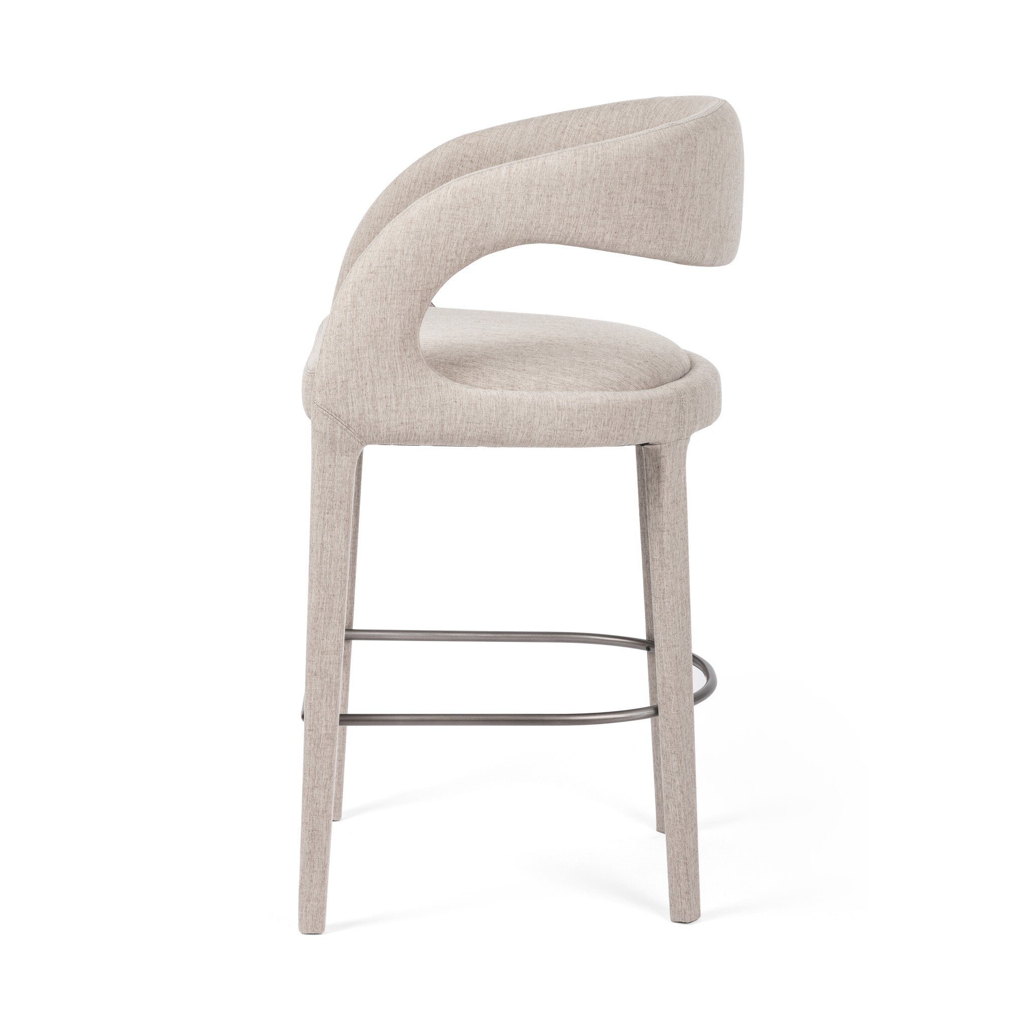 Four Hands Hawkins Bar + Counter Stool — Savile Flannel-Gunmetal-Bar