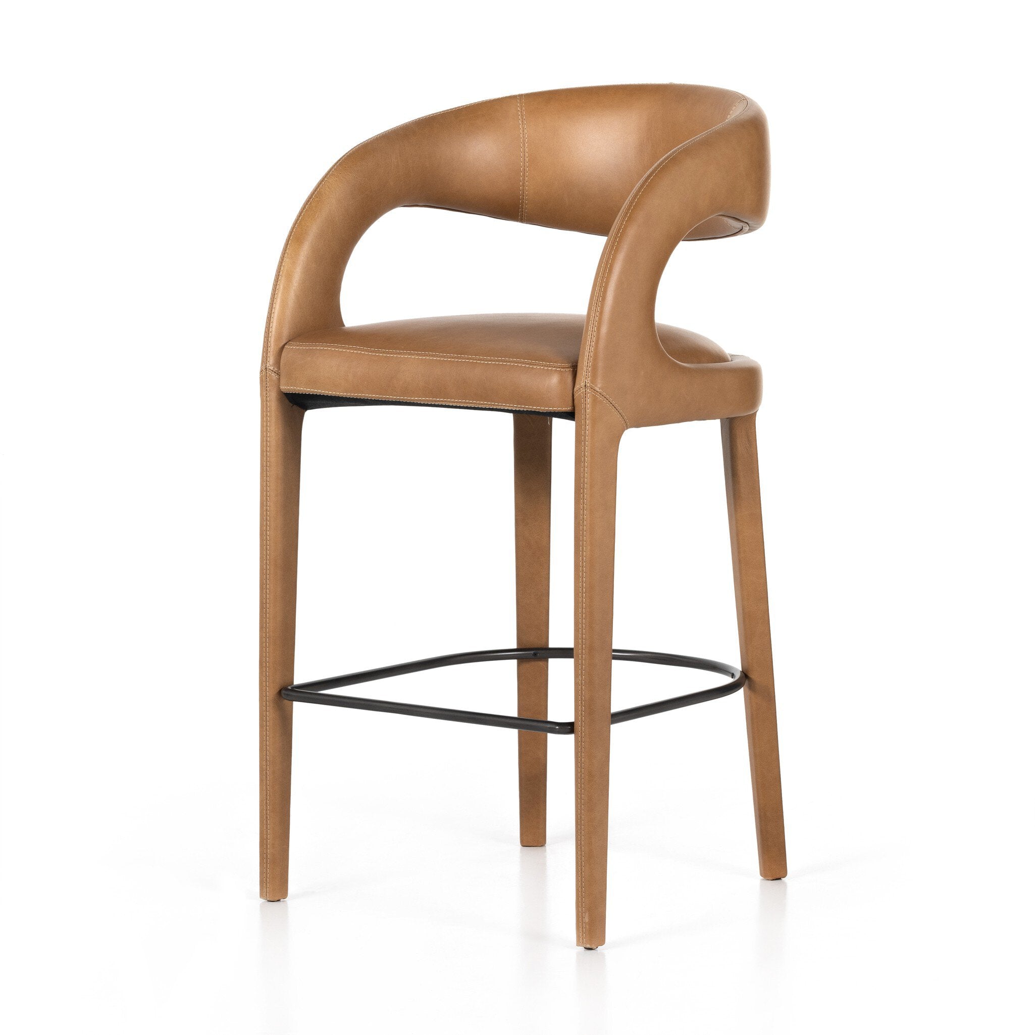 Four Hands Hawkins Bar + Counter Stool — Sonoma Butterscotch-Gunmetal-Bar