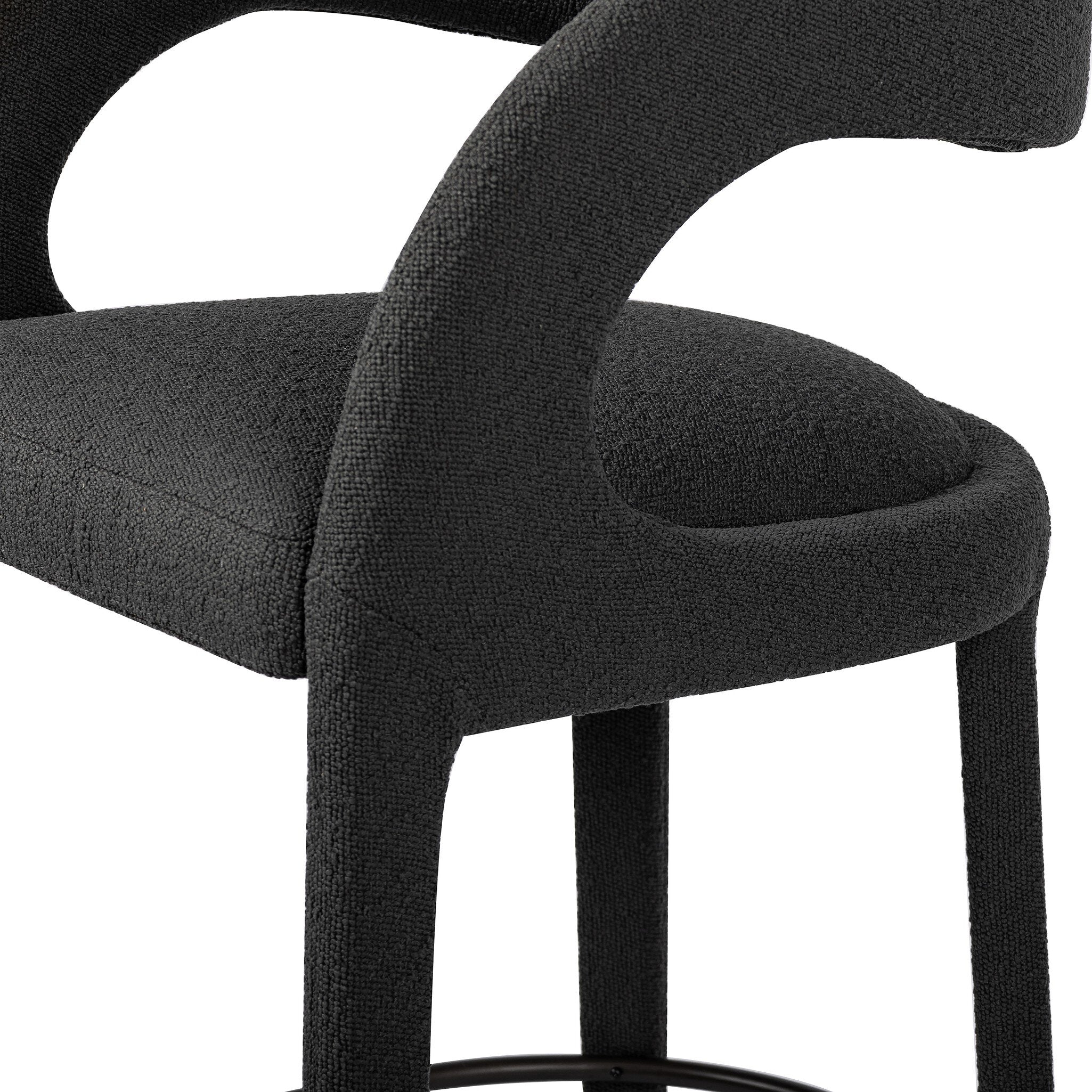 Four Hands Hawkins Bar + Counter Stool — FIQA Boucle Charcoal-Gunmetal-Bar
