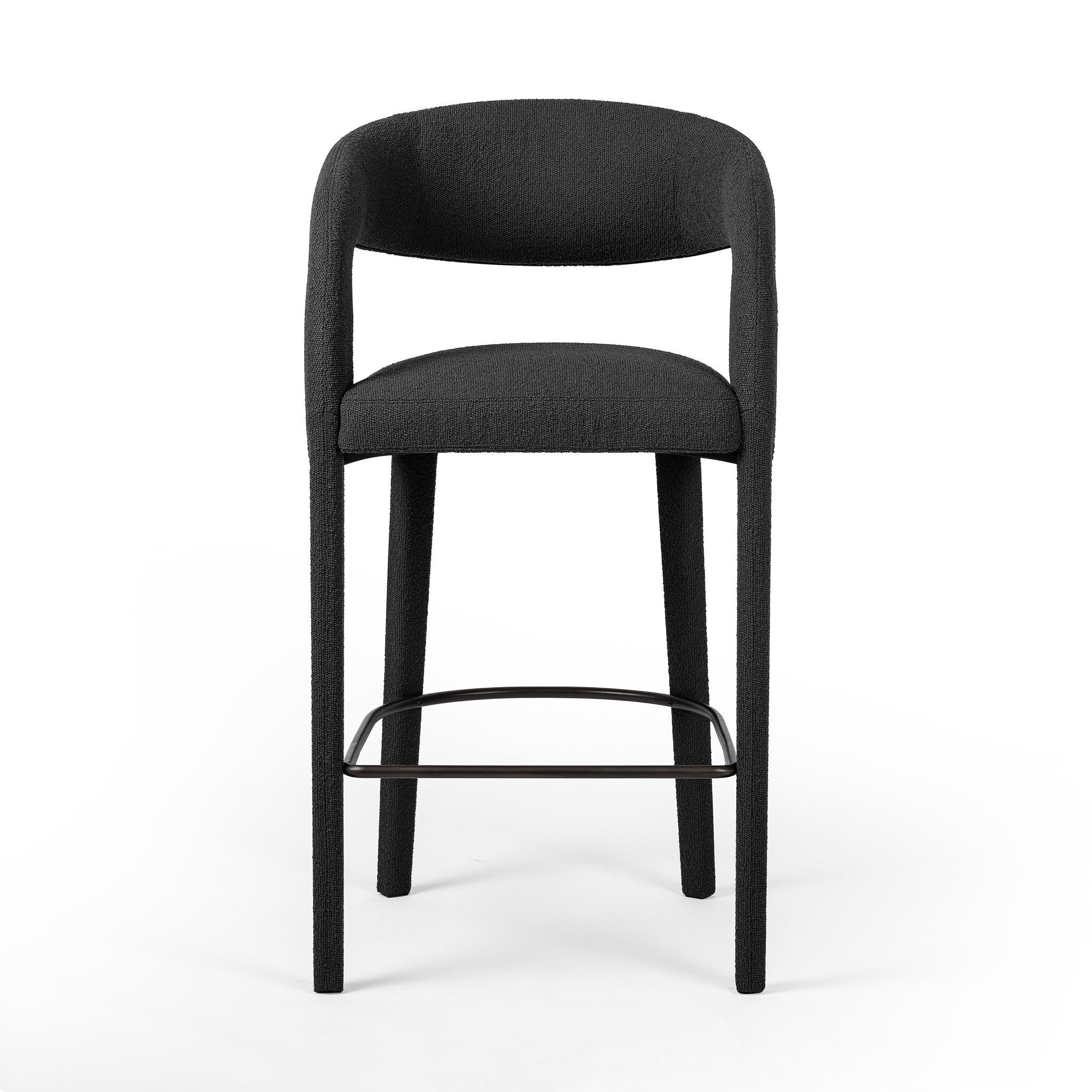 Four Hands Hawkins Bar + Counter Stool — FIQA Boucle Charcoal-Gunmetal-Bar