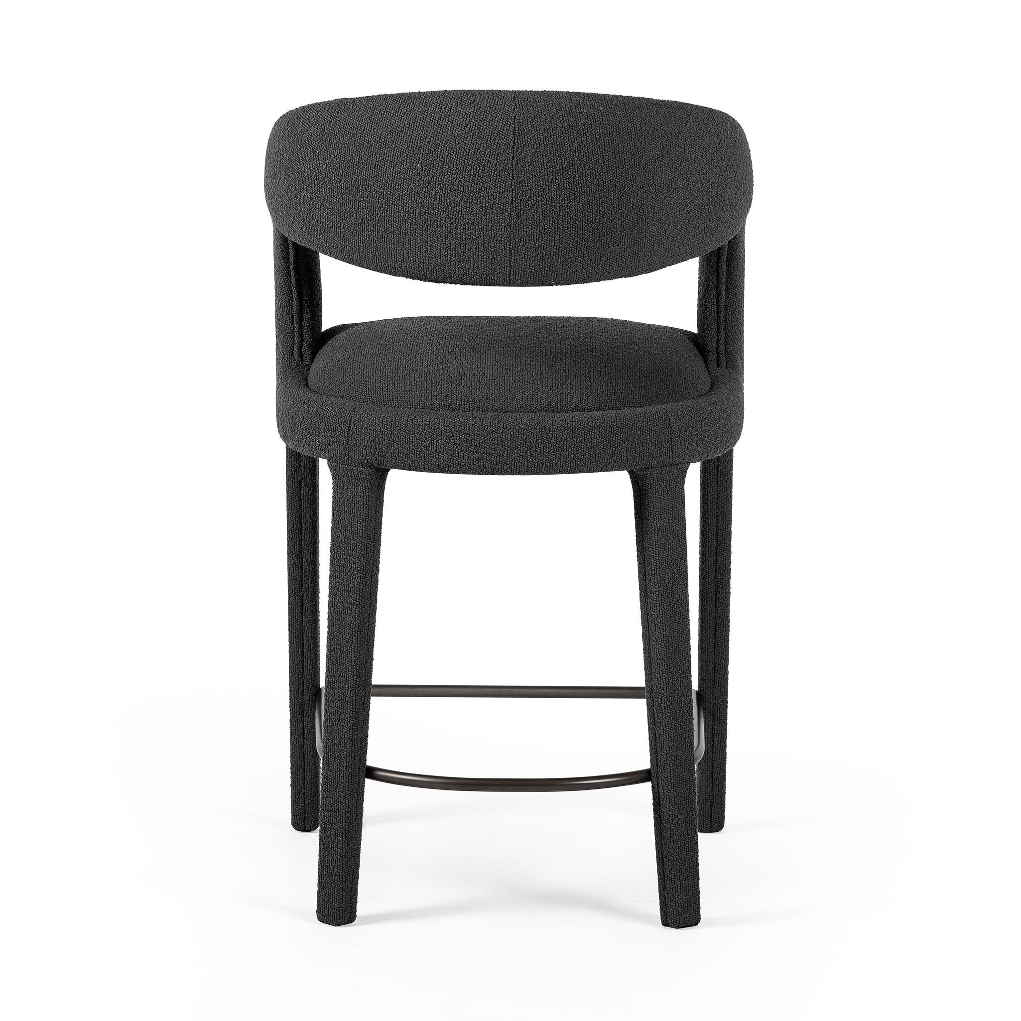 Four Hands Hawkins Bar + Counter Stool — FIQA Boucle Charcoal-Gunmetal-Counter