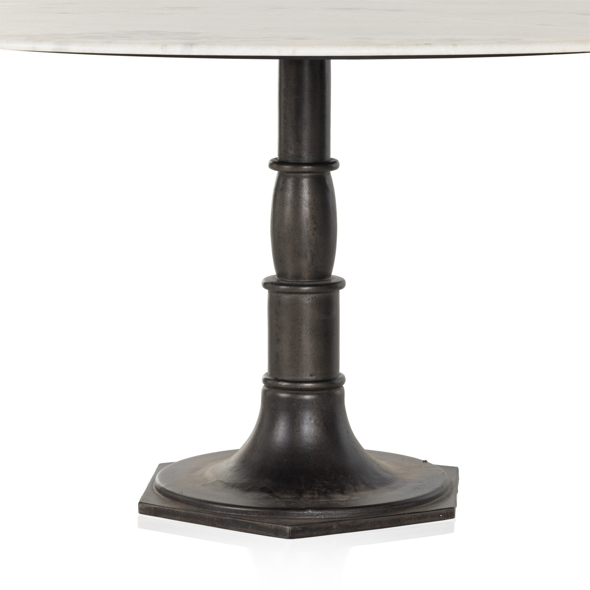 Four Hands Lucy Round Dining Table — Carbon Wash-White Marble