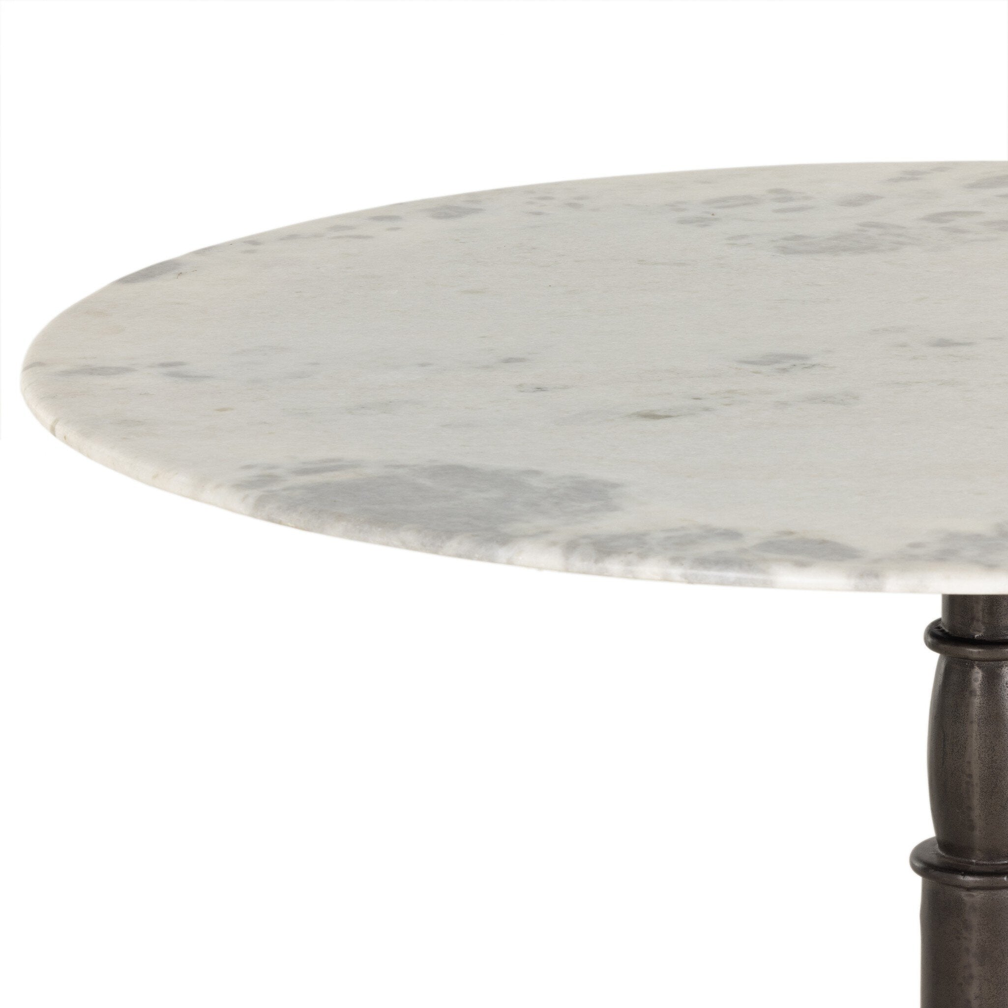 Four Hands Lucy Round Dining Table — Carbon Wash-White Marble