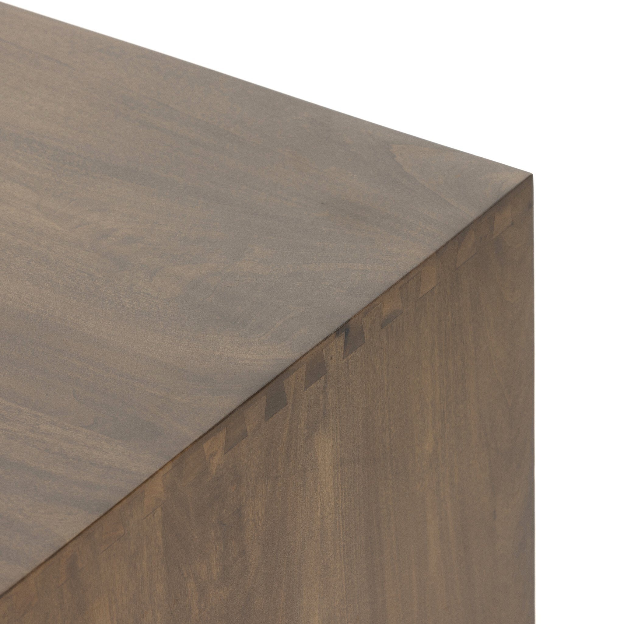 Four Hands Trey Large Nightstand — Auburn Poplar-Natural Iron-Black Leather
