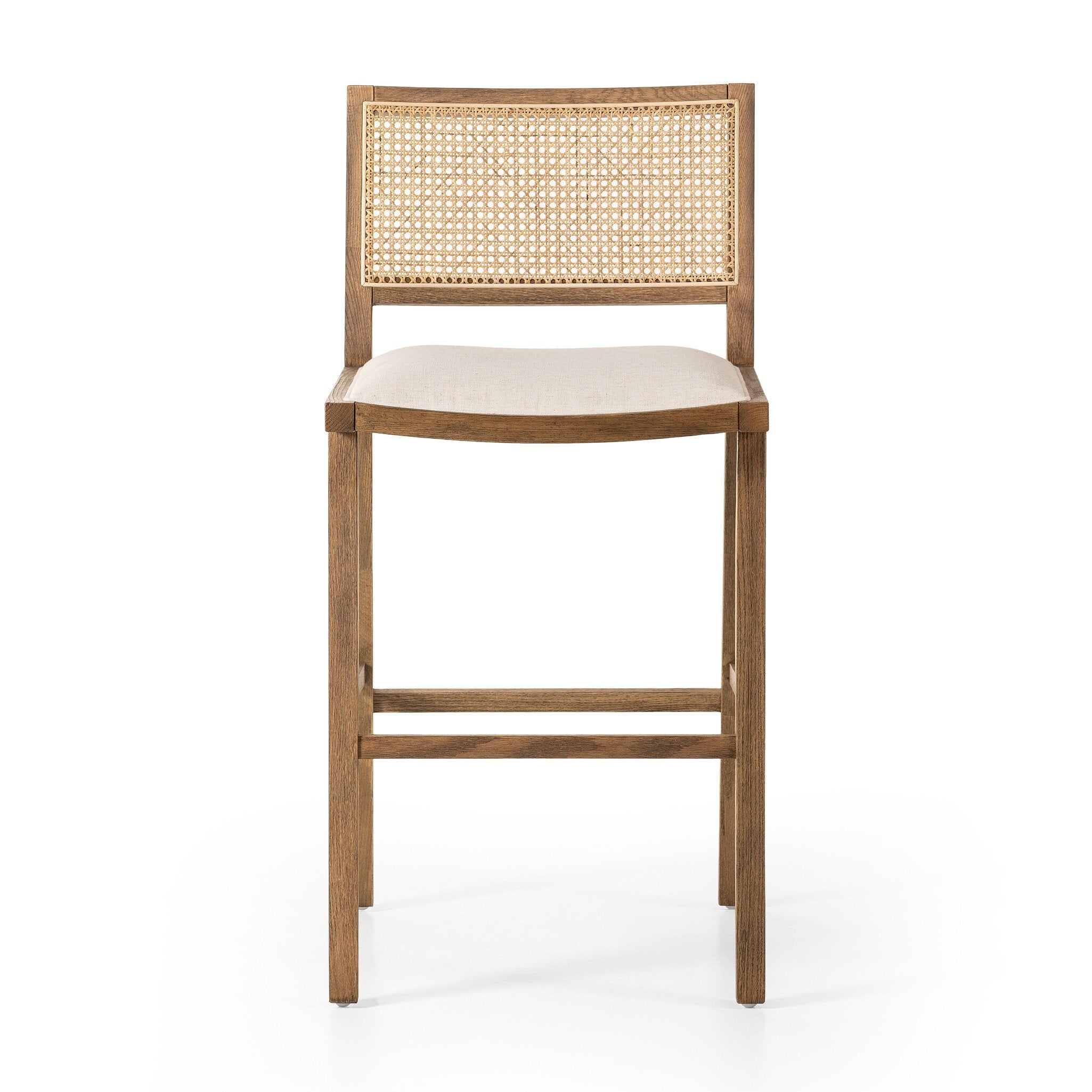 Four Hands Sage Bar + Counter Stool — Savile Flax-Toasted Oak-Natural Cane-Bar