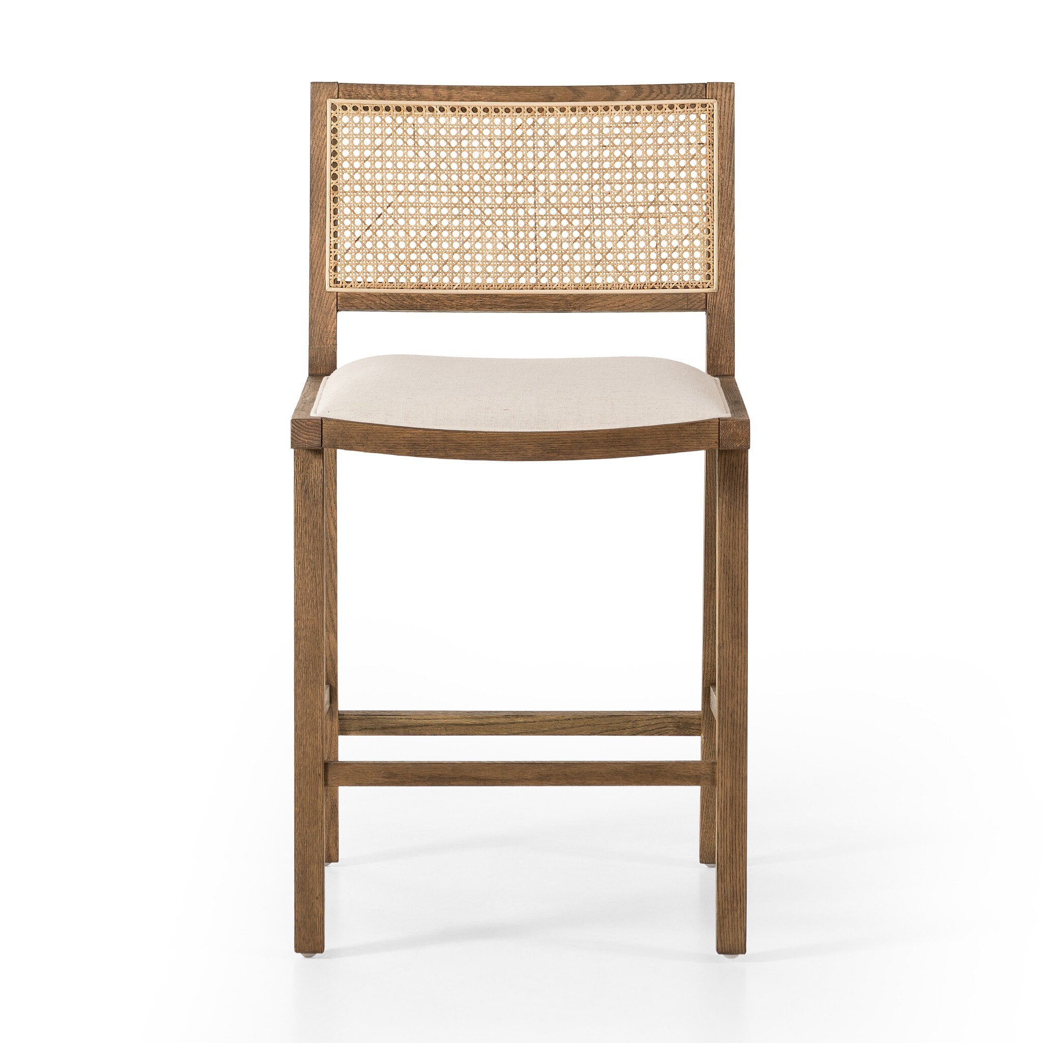 Four Hands Sage Bar + Counter Stool — Savile Flax-Toasted Oak-Natural Cane-Counter