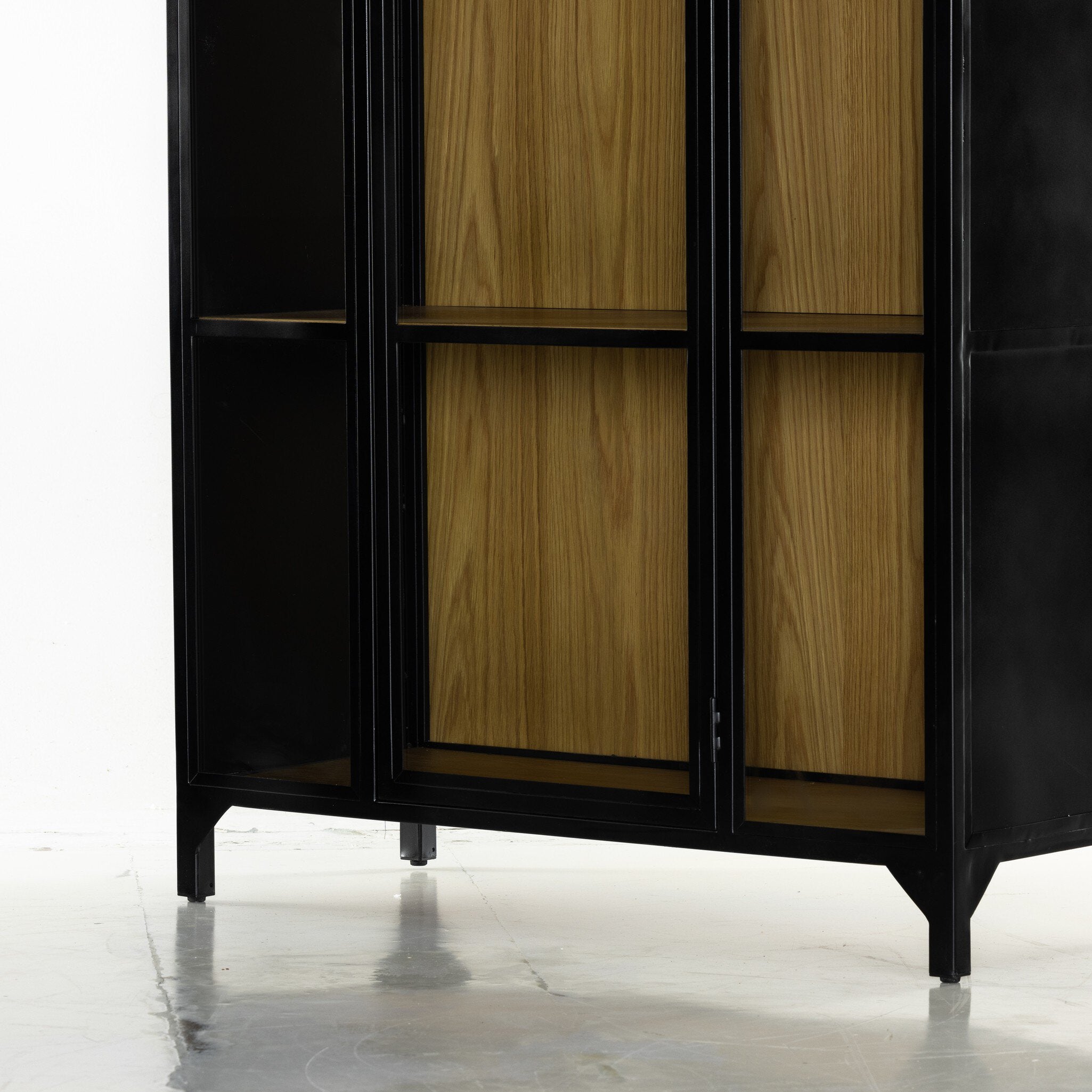 Four Hands Belmont Cabinet — Black-Weathered Bronze-Light Oak Veneer