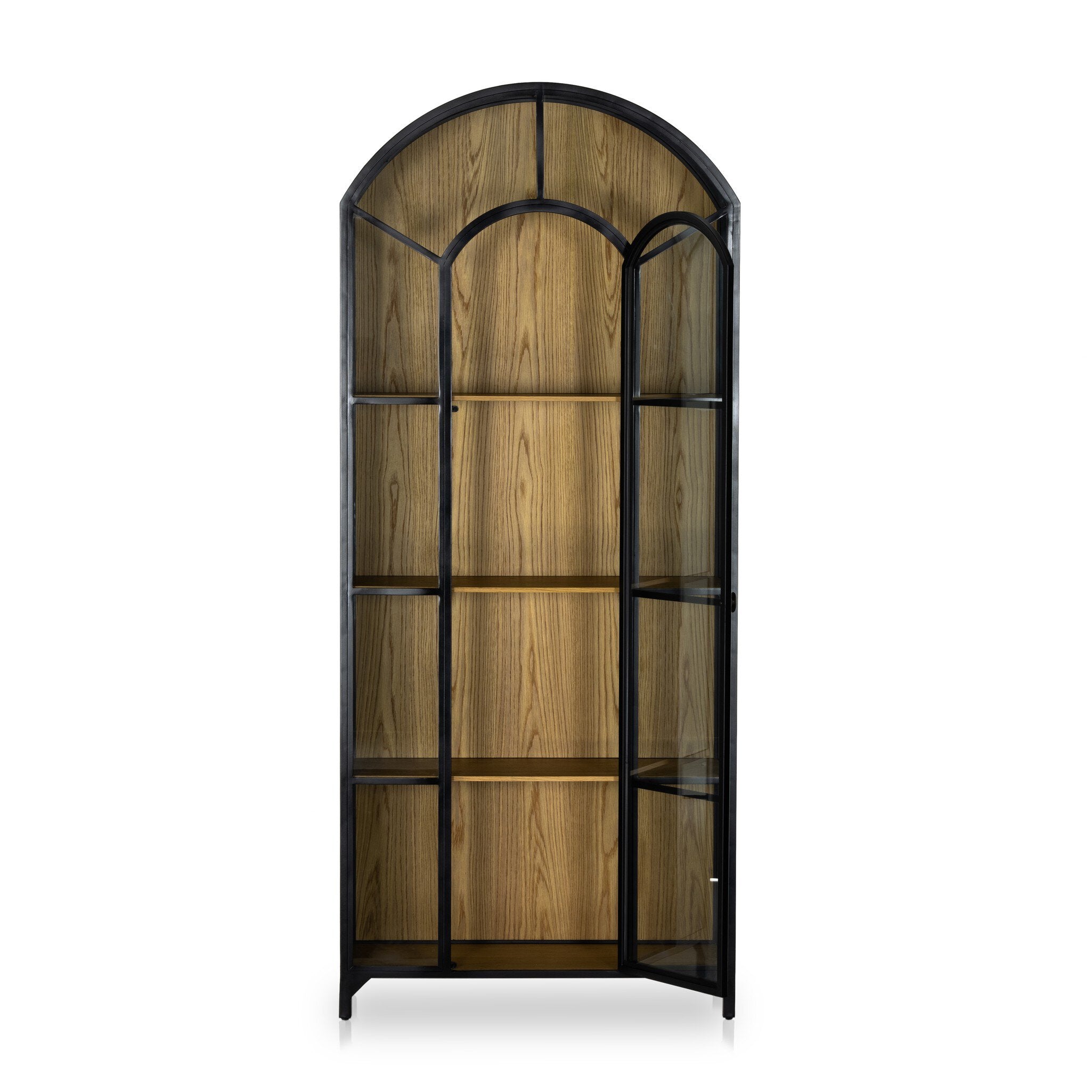 Four Hands Belmont Cabinet — Black-Weathered Bronze-Light Oak Veneer