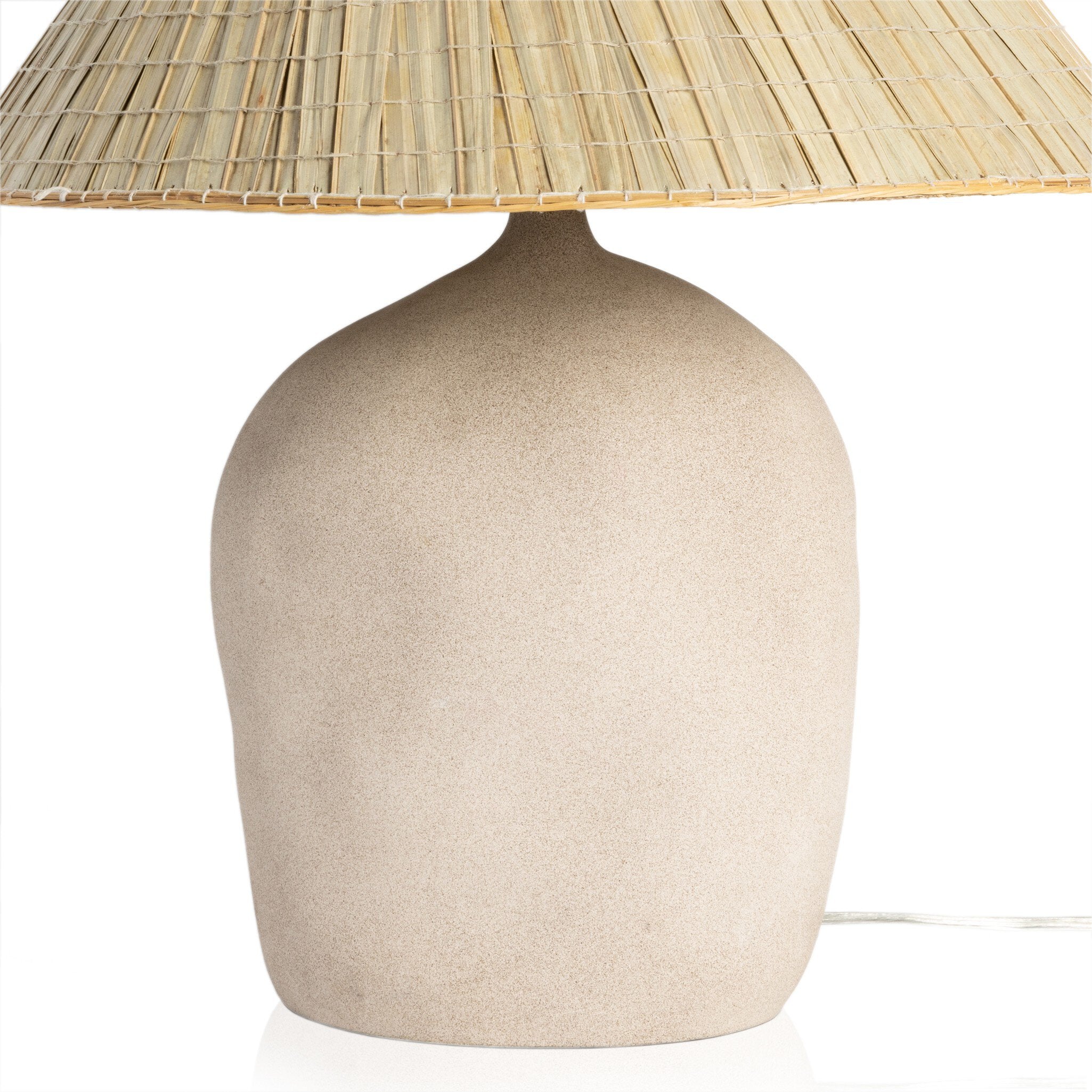 Four Hands Cobb Table Lamp — Sand Porcelain-Natural Palm