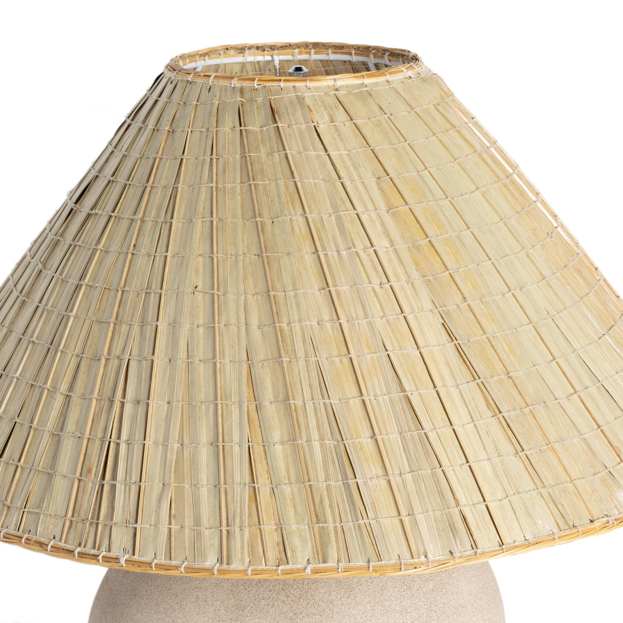 Four Hands Cobb Table Lamp — Sand Porcelain-Natural Palm