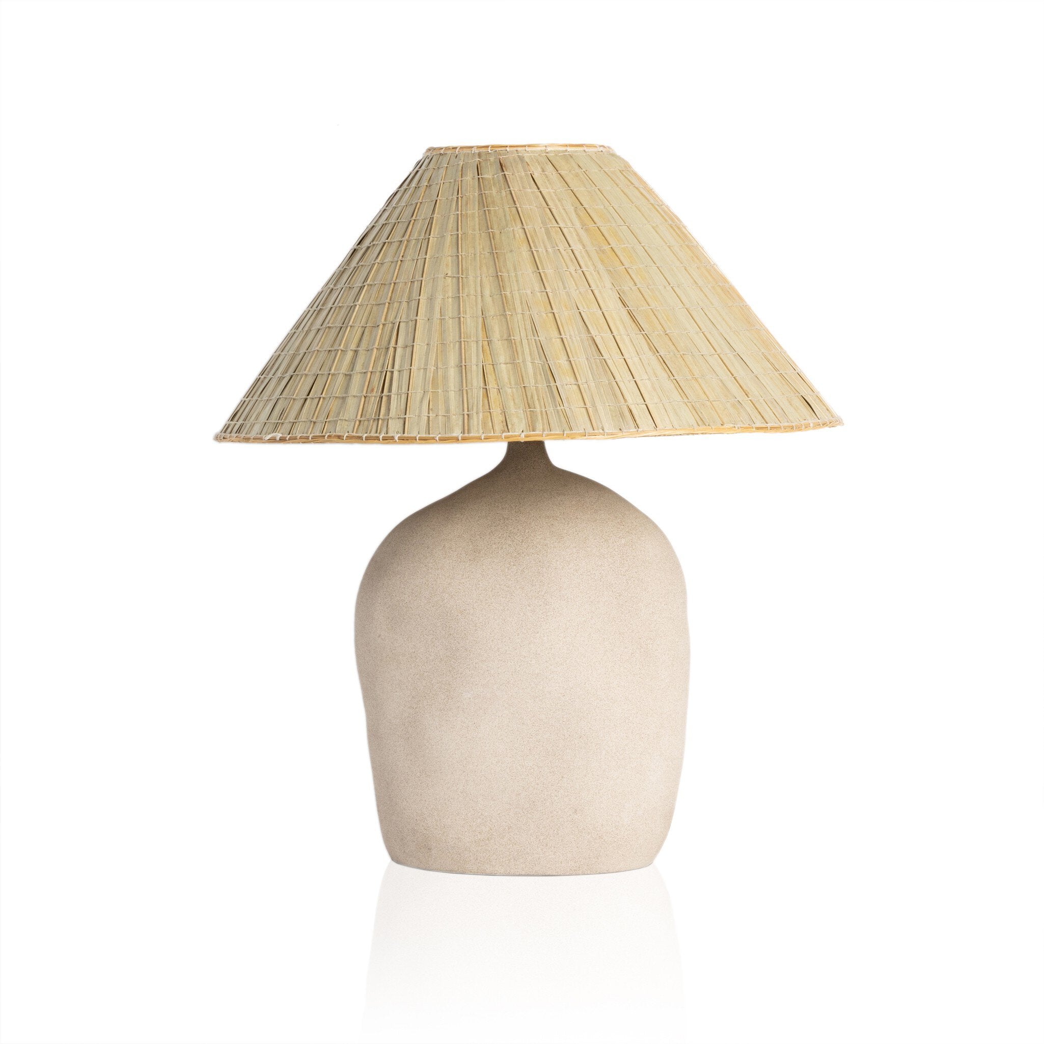 Four Hands Cobb Table Lamp — Sand Porcelain-Natural Palm