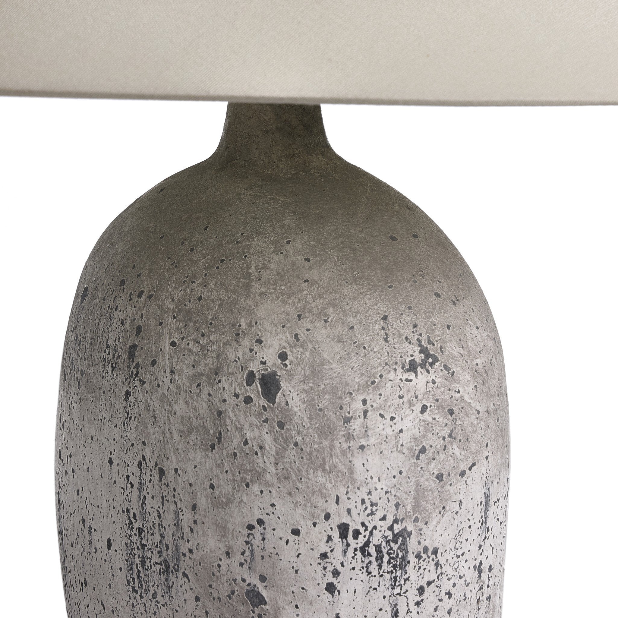 Four Hands Cobb Table Lamp — Antique White Ceramic-Ivory Linen