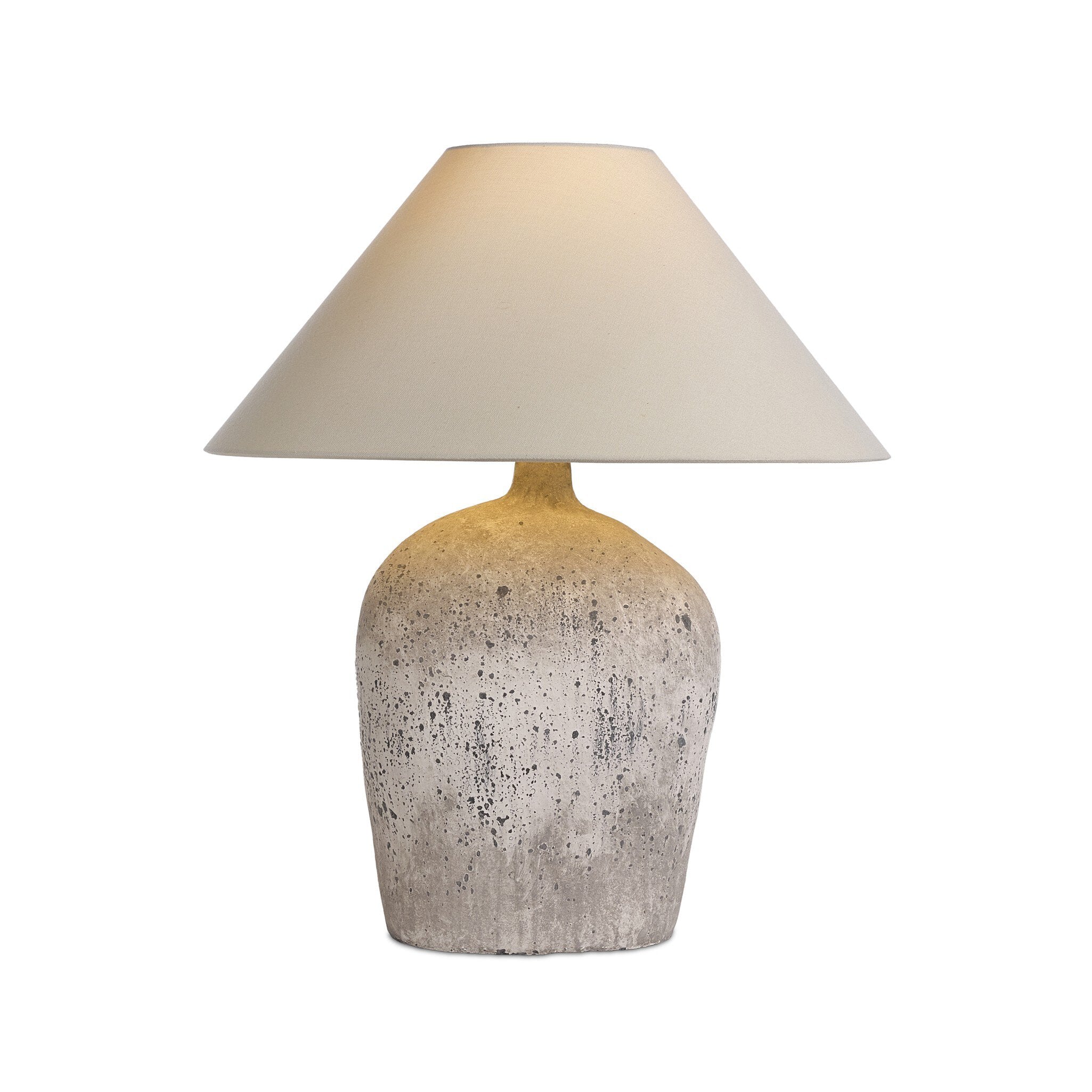 Four Hands Cobb Table Lamp — Antique White Ceramic-Ivory Linen