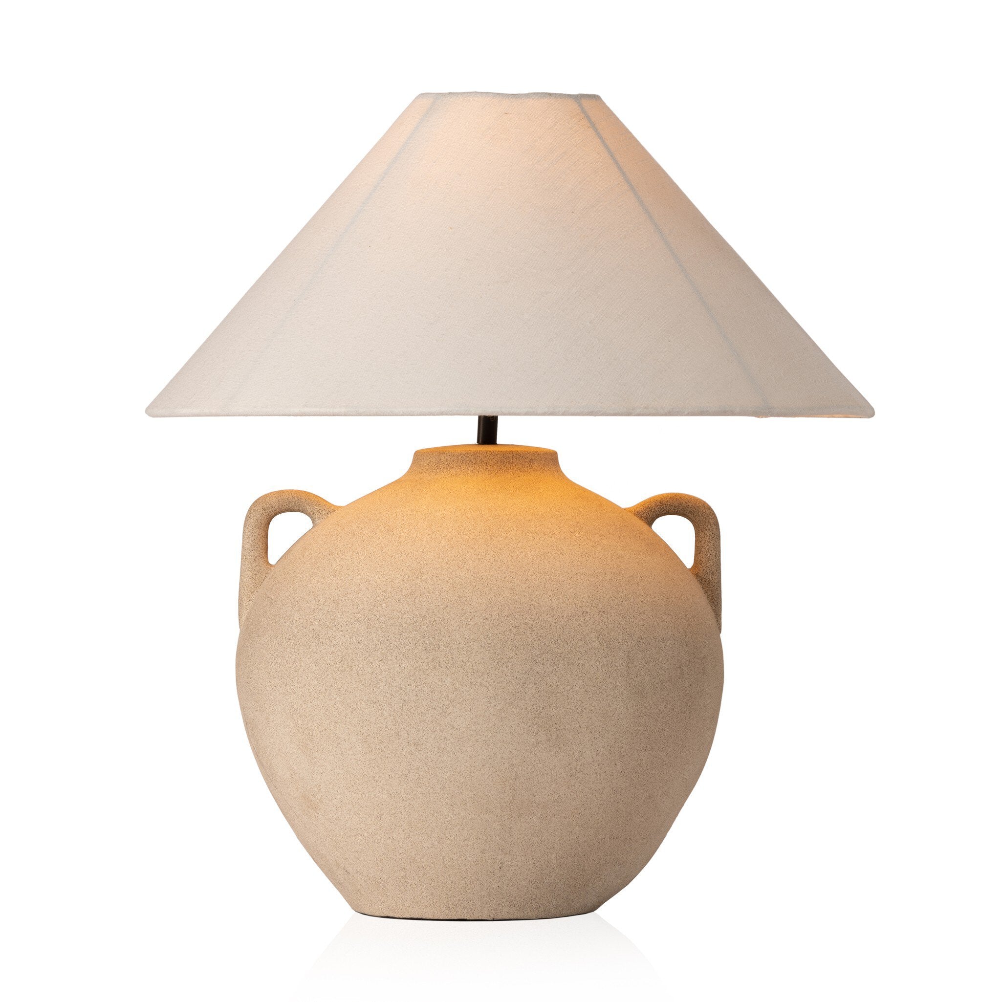 Four Hands Mays Table Lamp — Light Sand Porcelain Ceramic-Ivory Linen