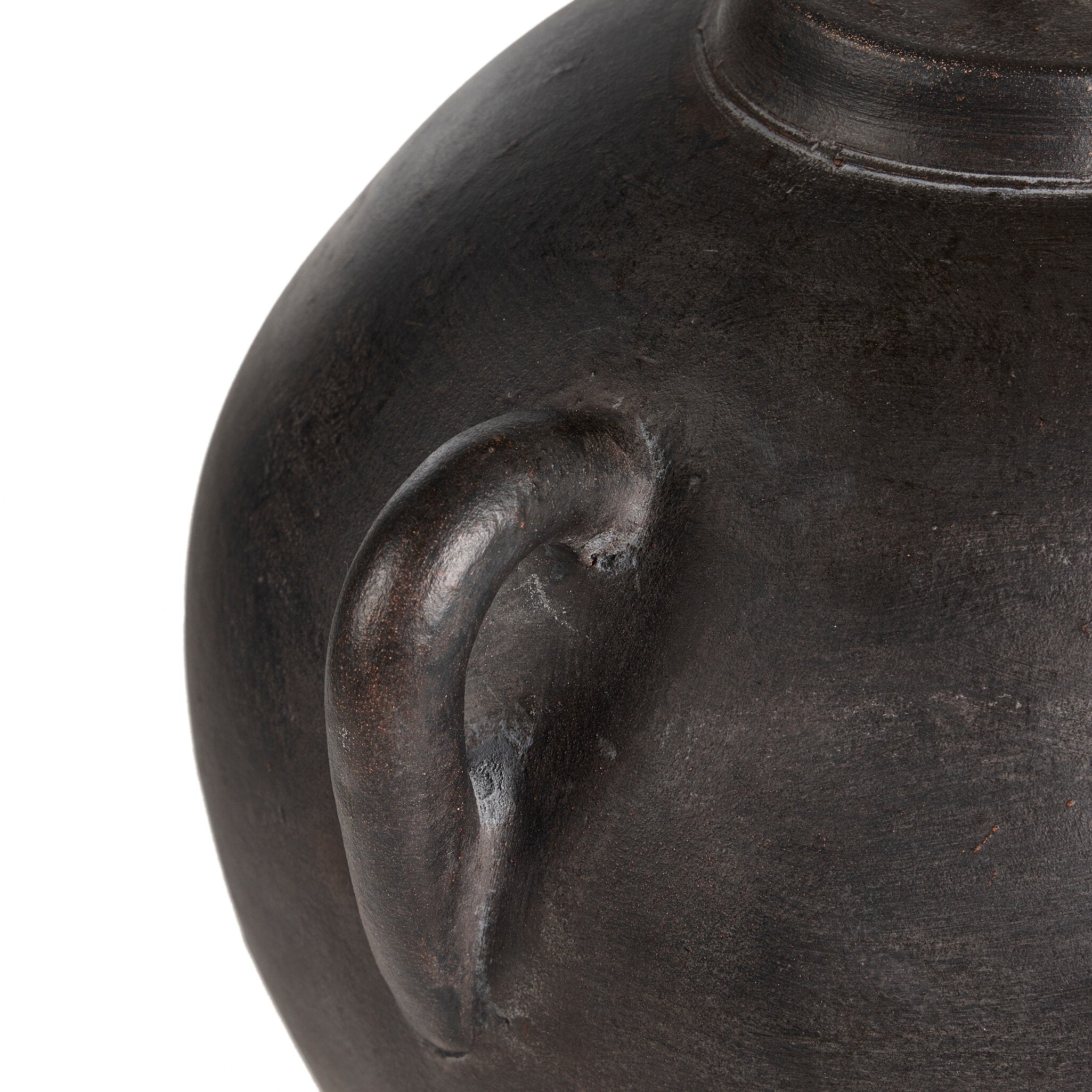 Four Hands Mays Table Lamp — Aged Black Terracotta-Ivory Linen