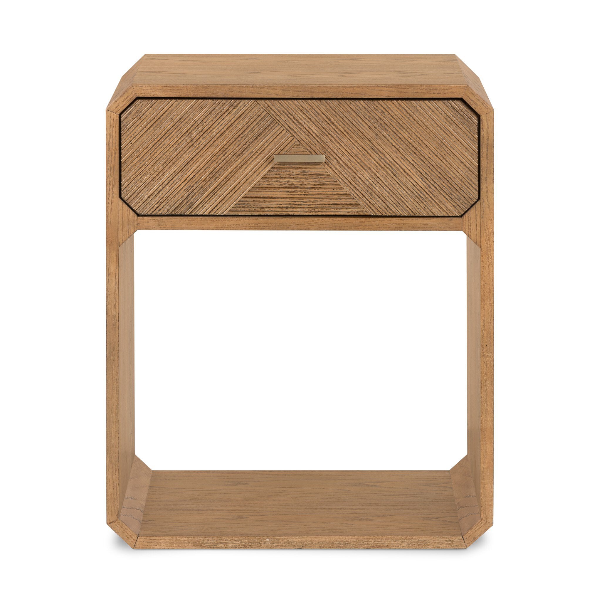 Four Hands Caspian Nightstand — Natural Ash Veneer-Natural Ash-Satin Brass