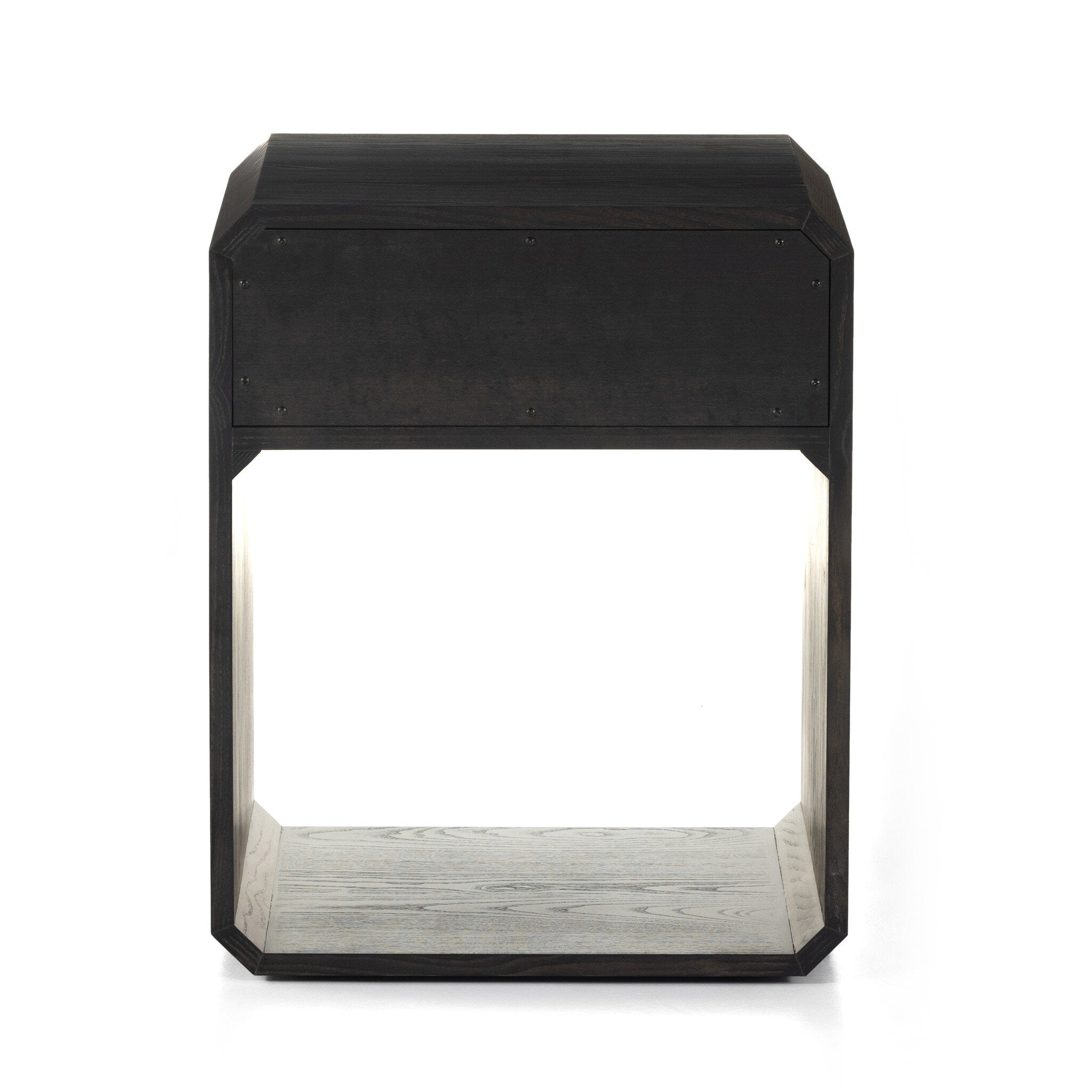 Four Hands Caspian Nightstand — Black Ash Veneer-Black Ash-Satin Brass