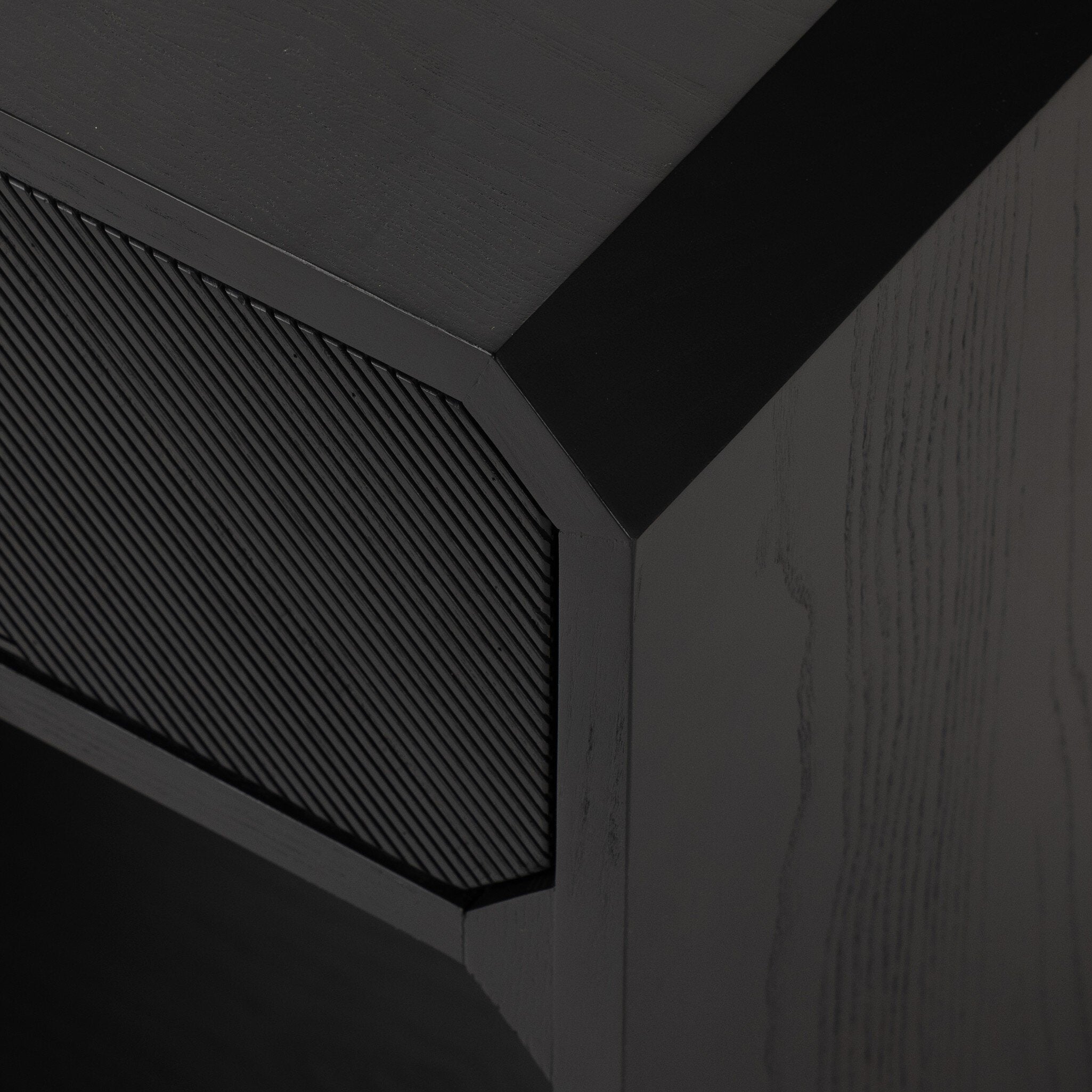 Four Hands Caspian Nightstand — Black Ash Veneer-Black Ash-Satin Brass
