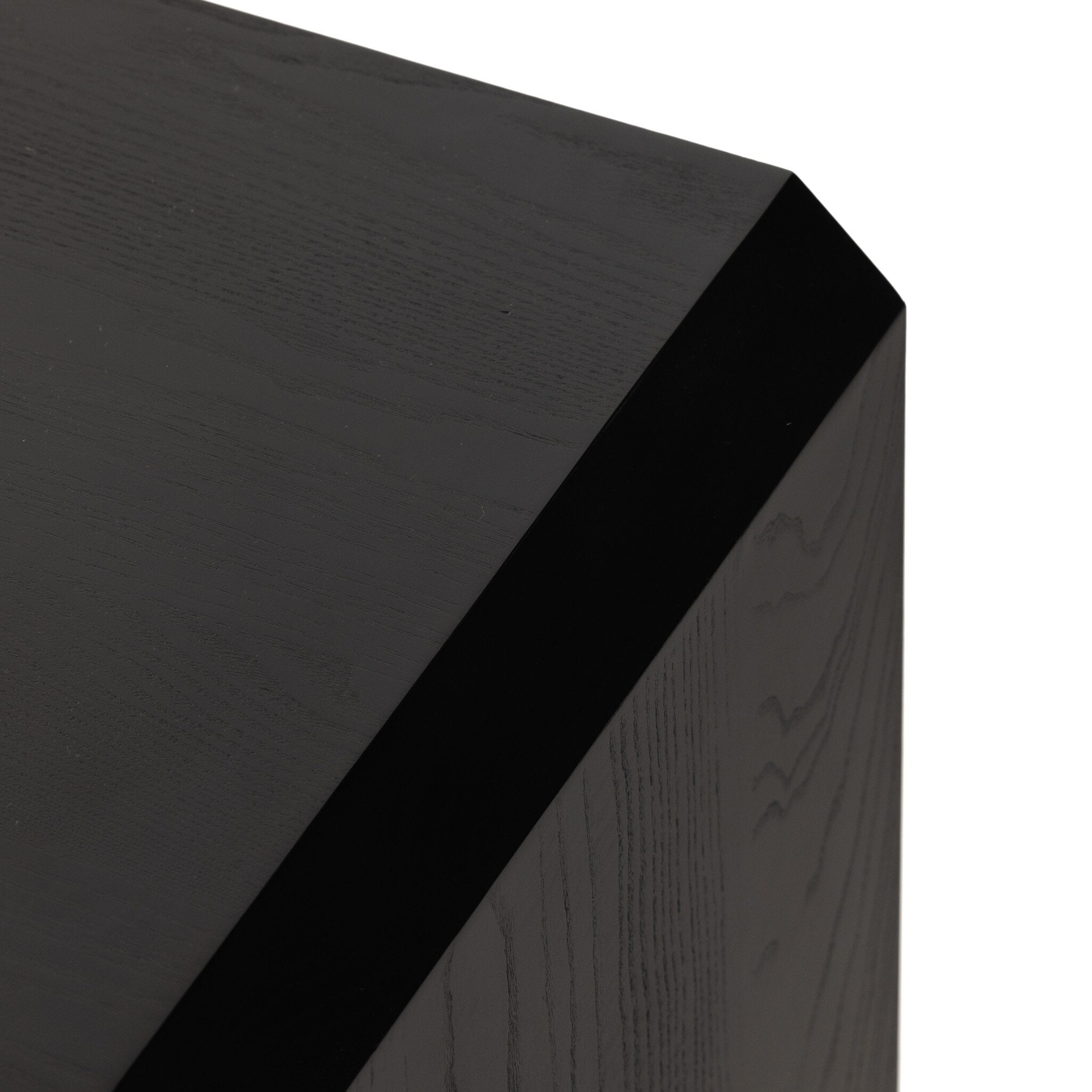 Four Hands Caspian Nightstand — Black Ash Veneer-Black Ash-Satin Brass