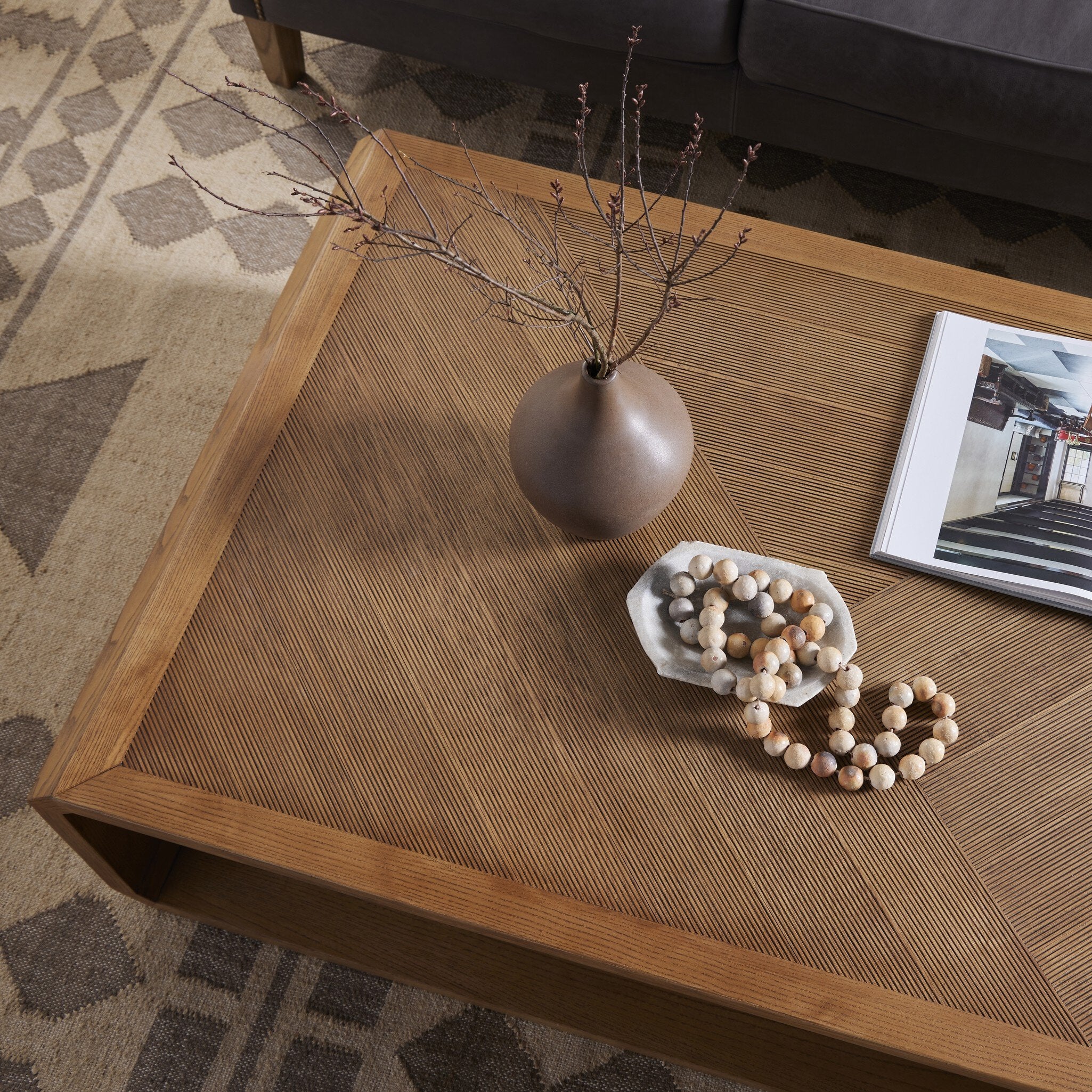 Four Hands Caspian Coffee Table — Natural Ash-Natural Ash Veneer