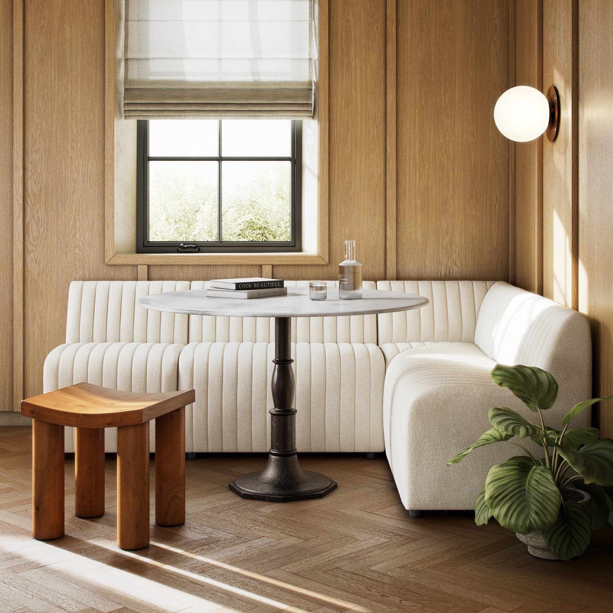 Four Hands Augustine Dining Banquette, L-Shape — Capri Oatmeal
