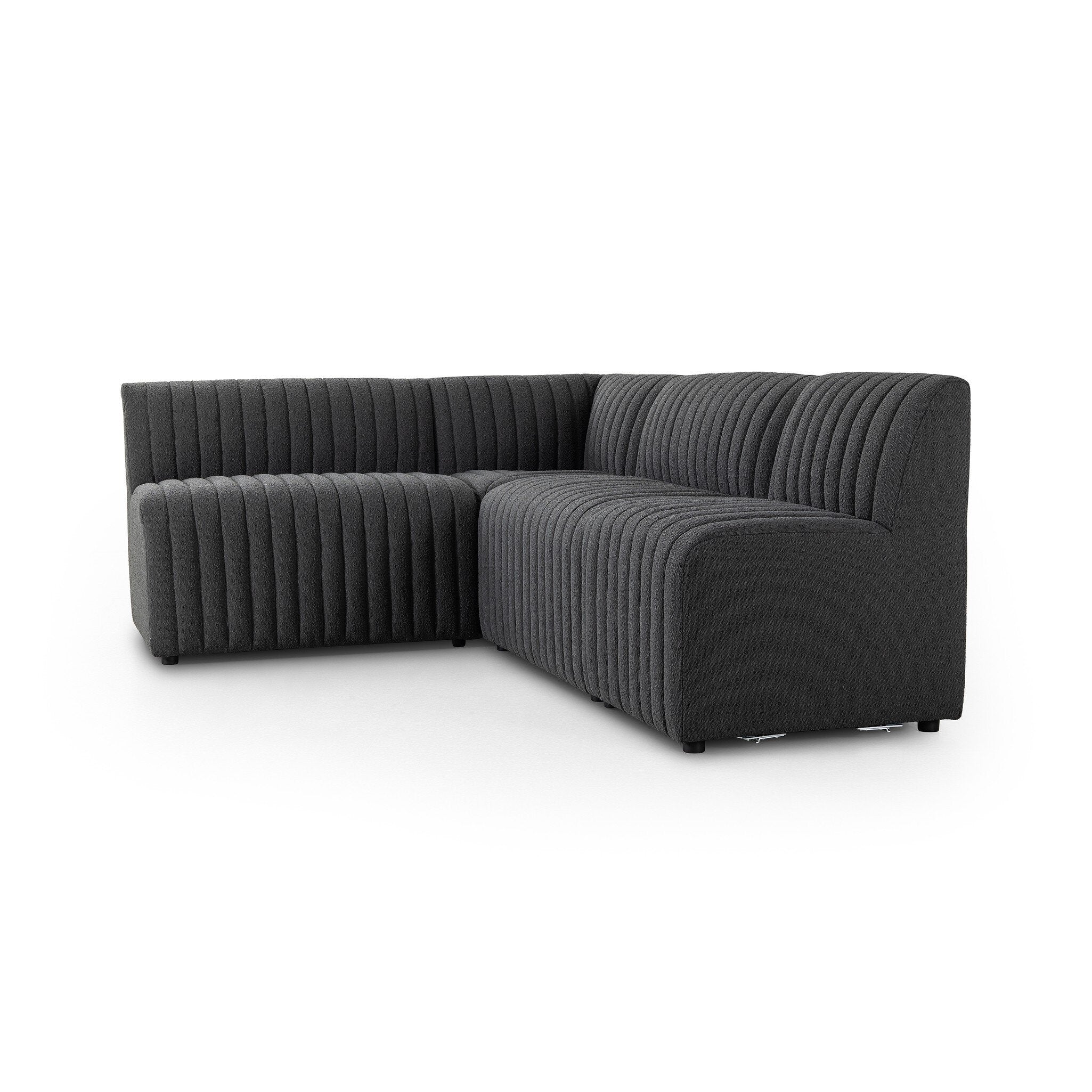Four Hands Augustine Dining Banquette, L-Shape — FIQA Boucle Charcoal