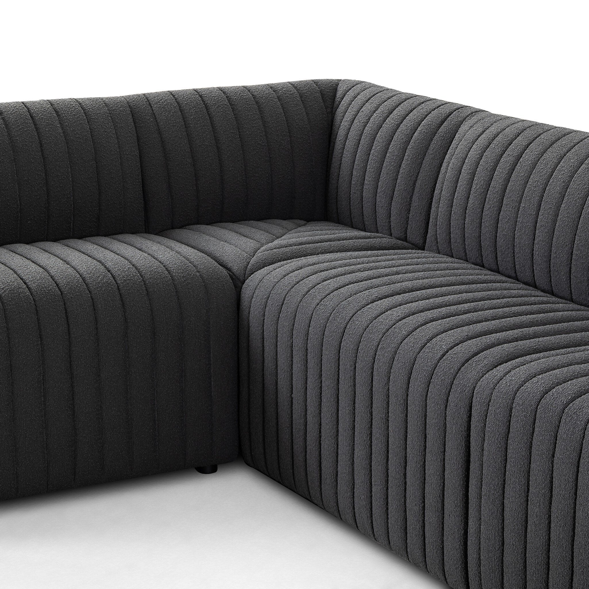 Four Hands Augustine Dining Banquette, L-Shape — FIQA Boucle Charcoal