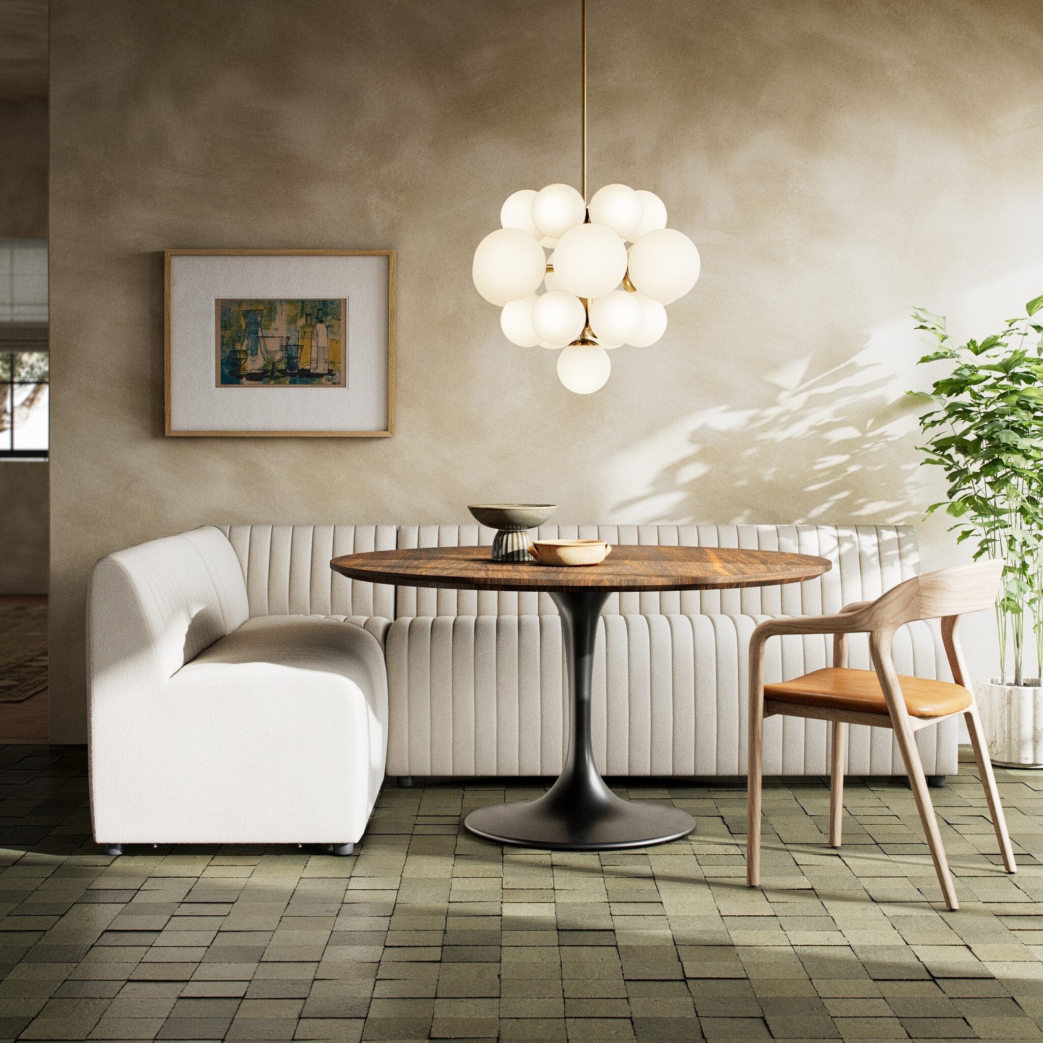 Four Hands Augustine Dining Banquette, L-Shape — Capri Oatmeal