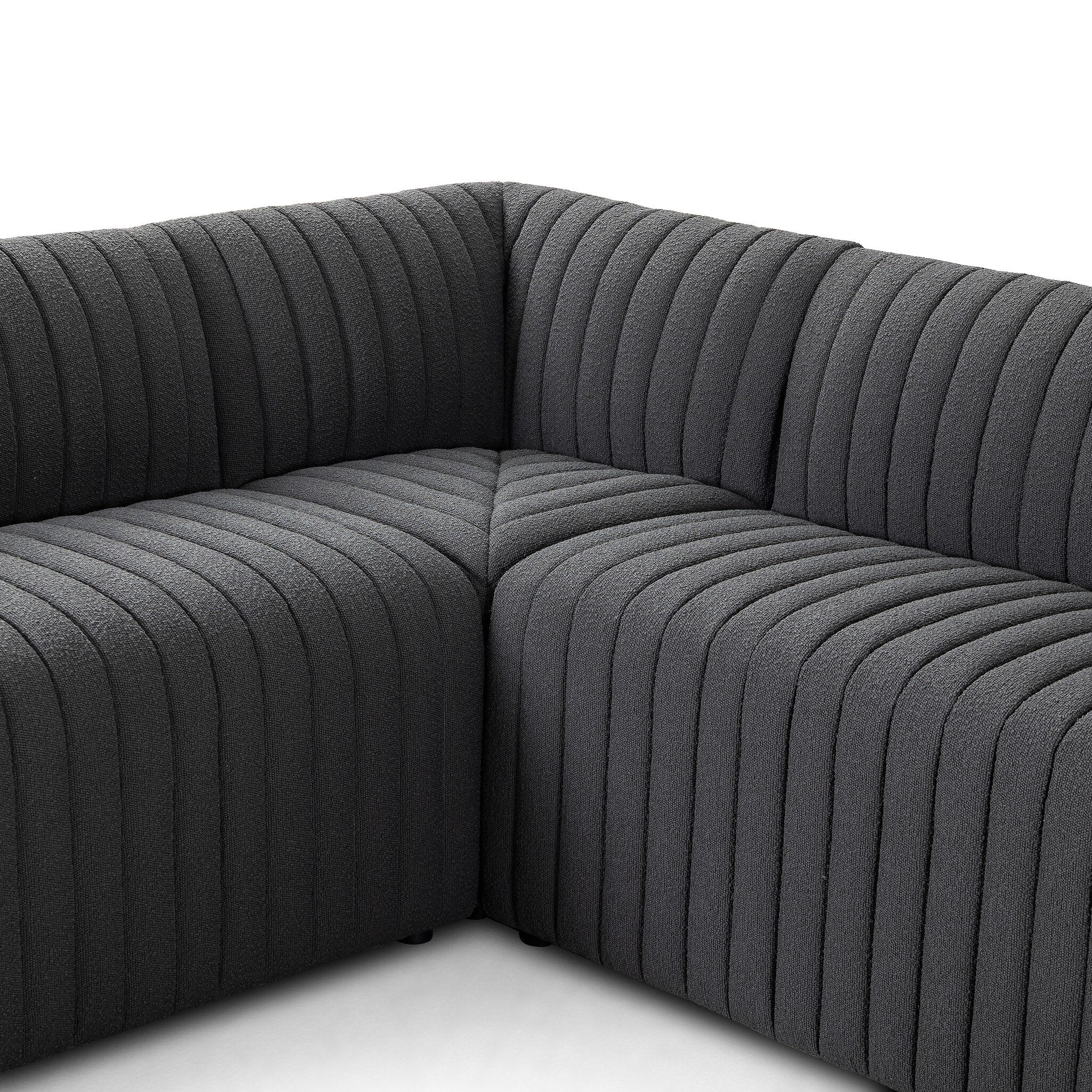 Four Hands Augustine Dining Banquette, L-Shape — FIQA Boucle Charcoal
