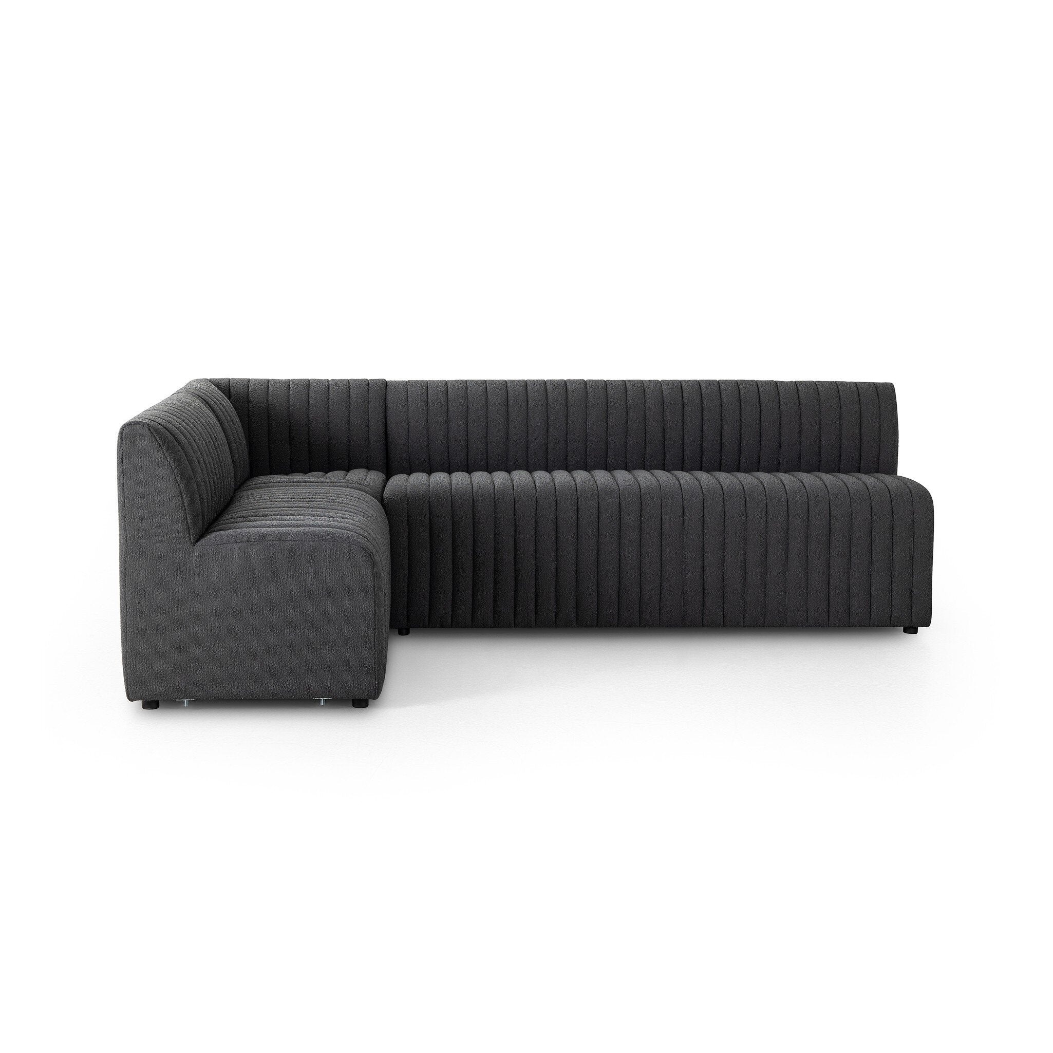 Four Hands Augustine Dining Banquette, L-Shape — FIQA Boucle Charcoal