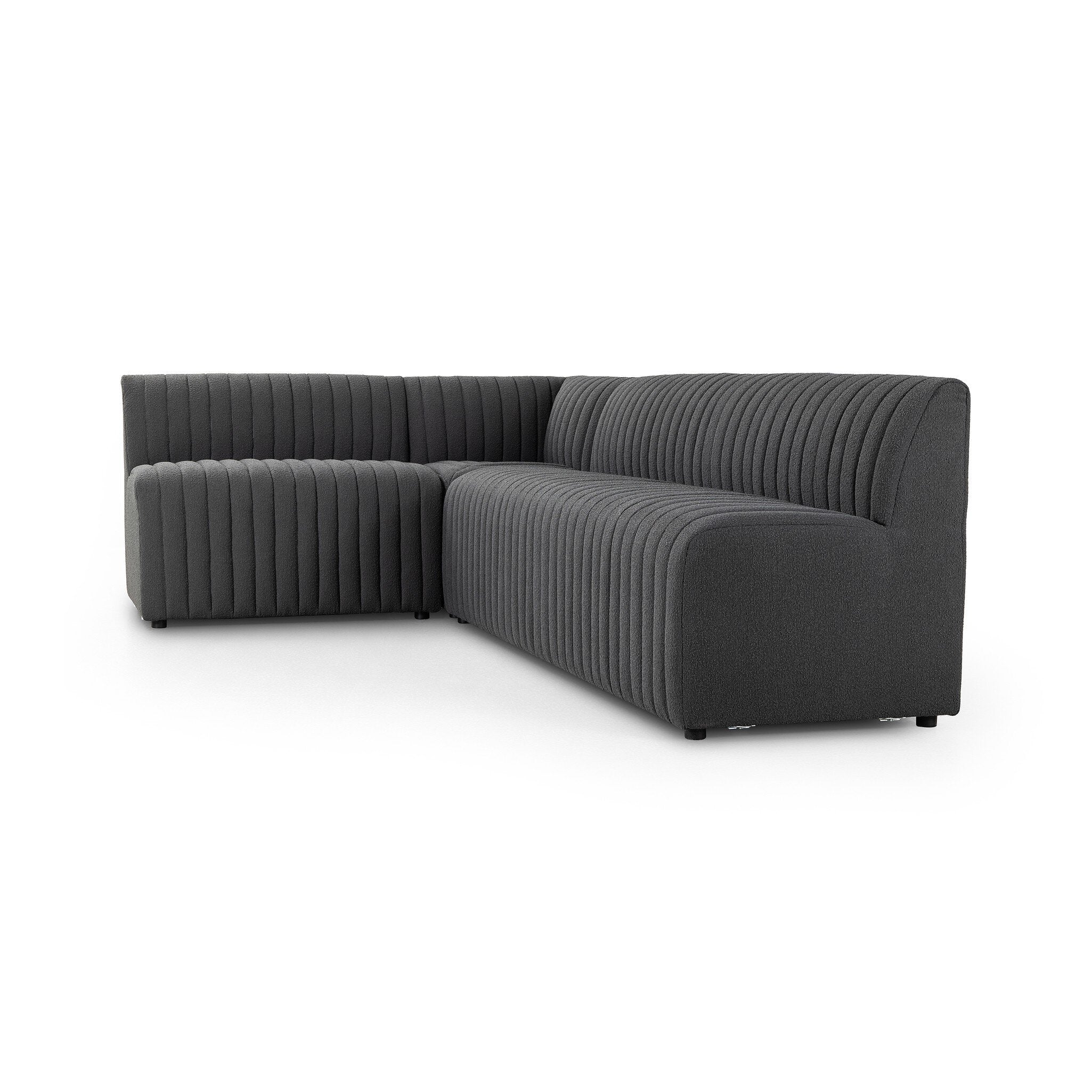 Four Hands Augustine Dining Banquette, L-Shape — FIQA Boucle Charcoal