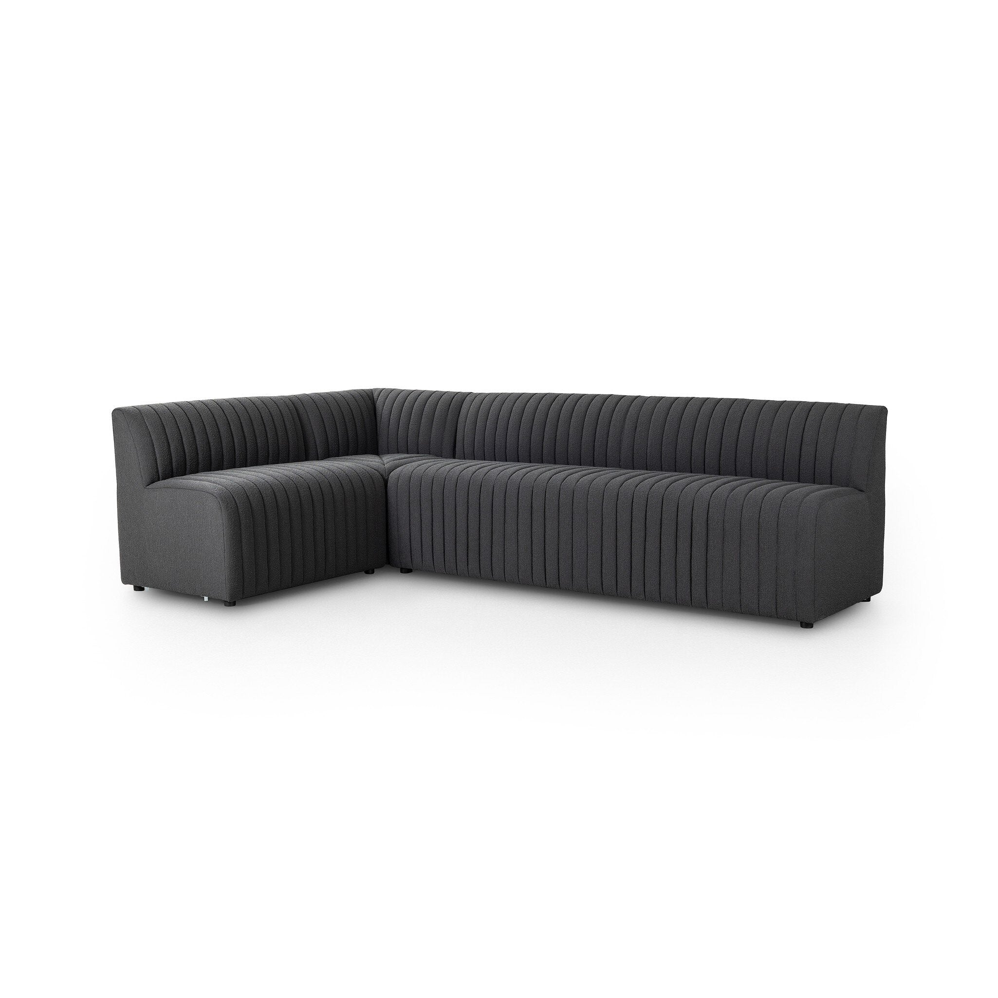 Four Hands Augustine Dining Banquette, L-Shape — FIQA Boucle Charcoal