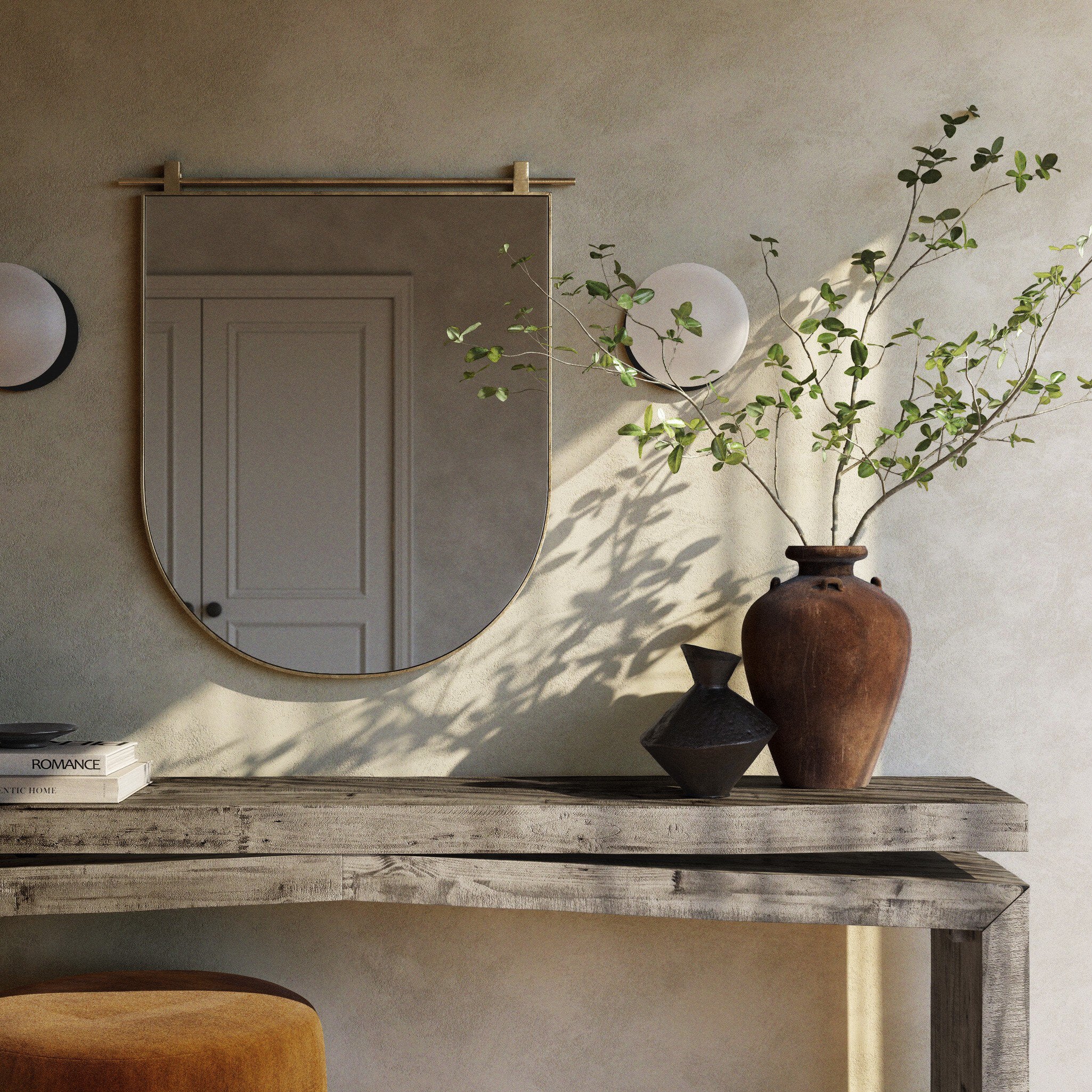 Four Hands Chico Small Arch Mirror — Antique Brass-Mirror