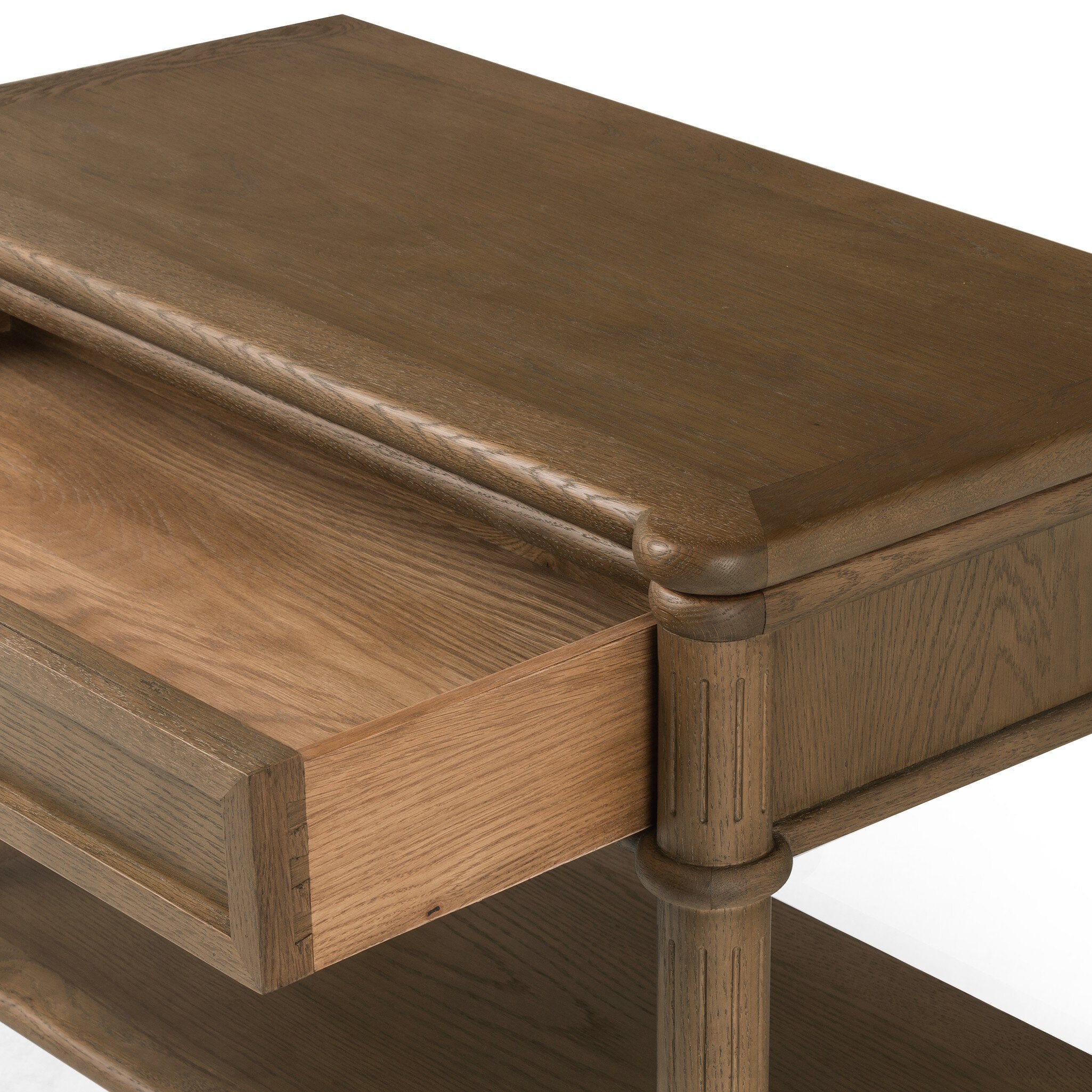 Four Hands Toulouse Nightstand — Toasted Oak-Toasted Oak Veneer-Aged Brass