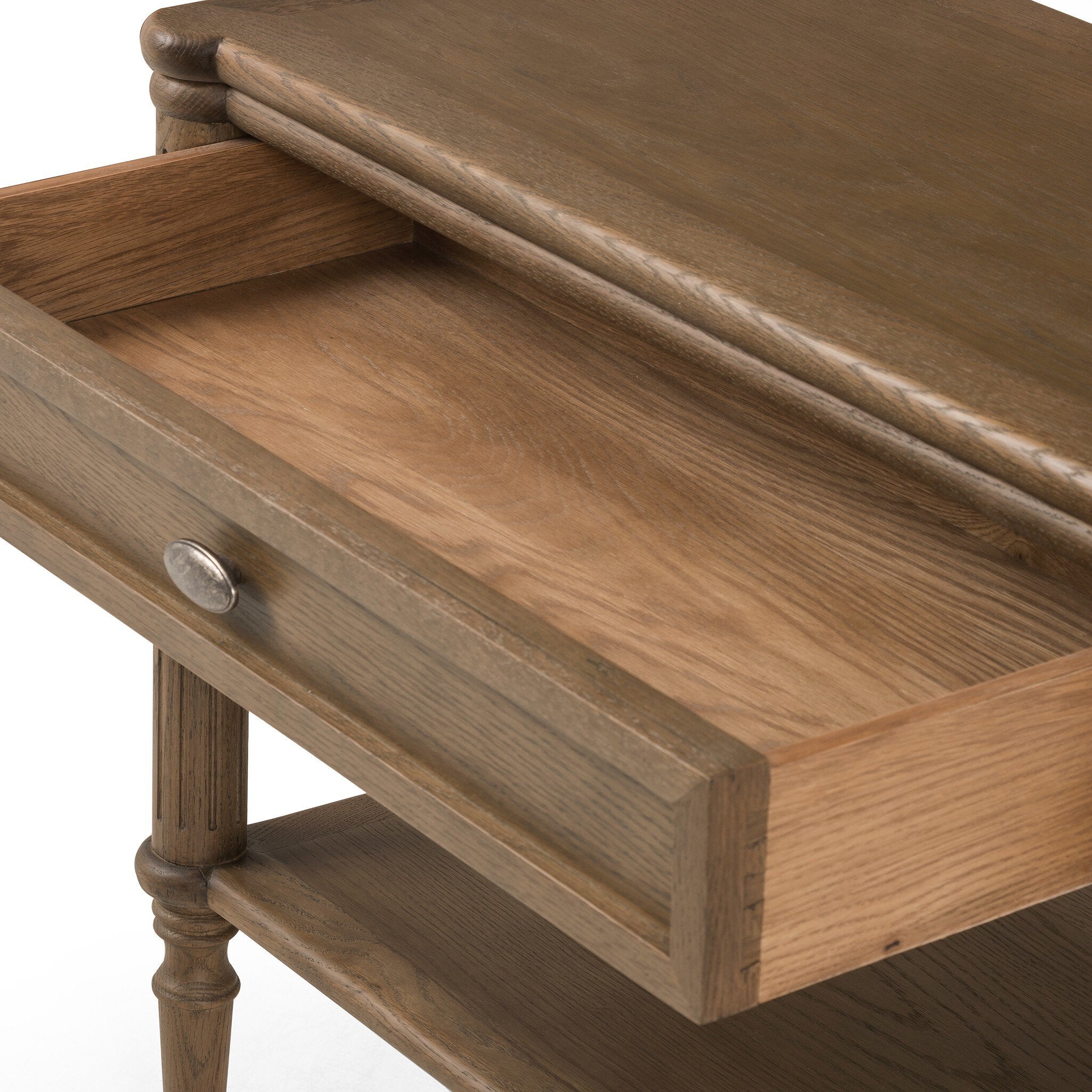 Four Hands Toulouse Nightstand — Toasted Oak-Toasted Oak Veneer-Aged Brass