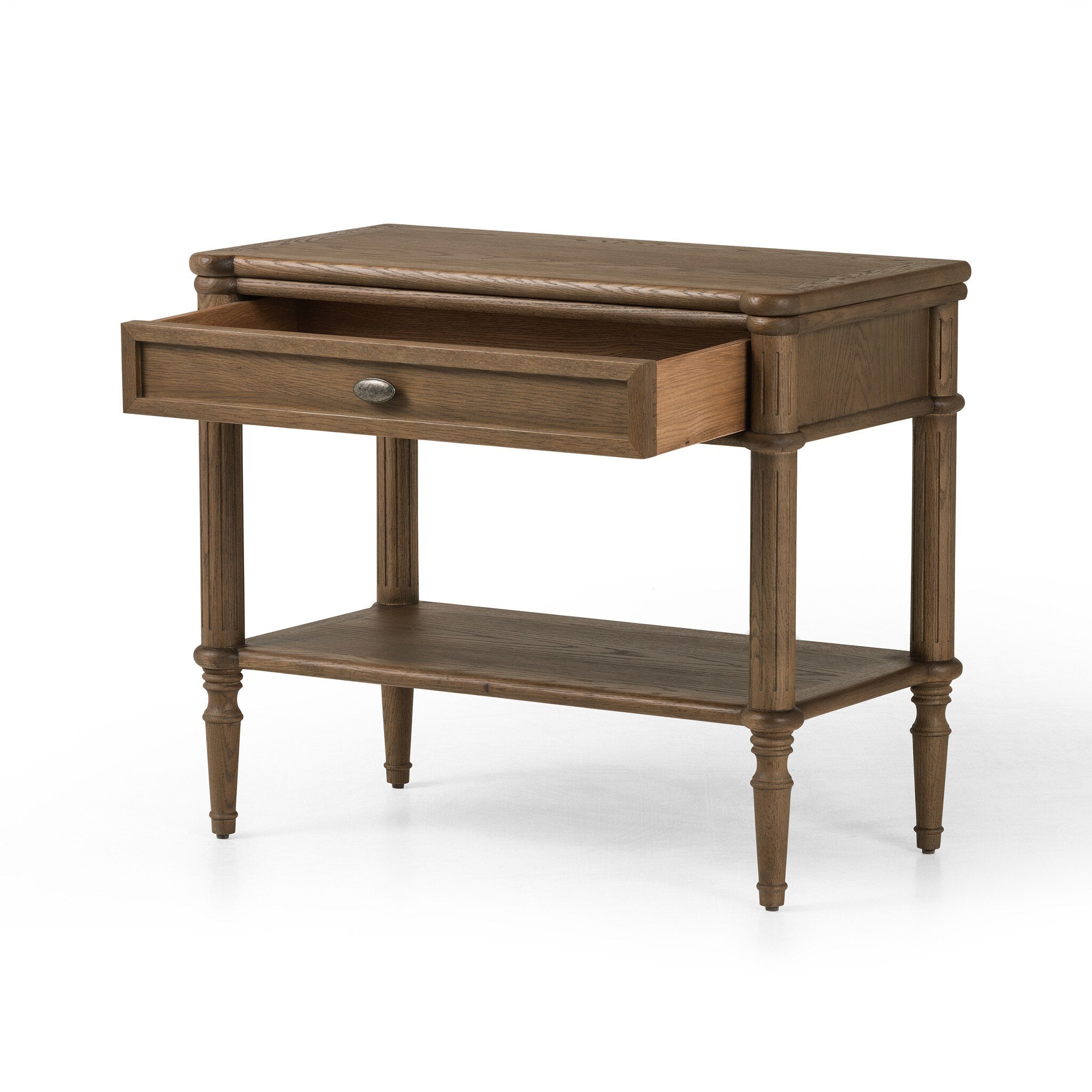 Four Hands Toulouse Nightstand — Toasted Oak-Toasted Oak Veneer-Aged Brass
