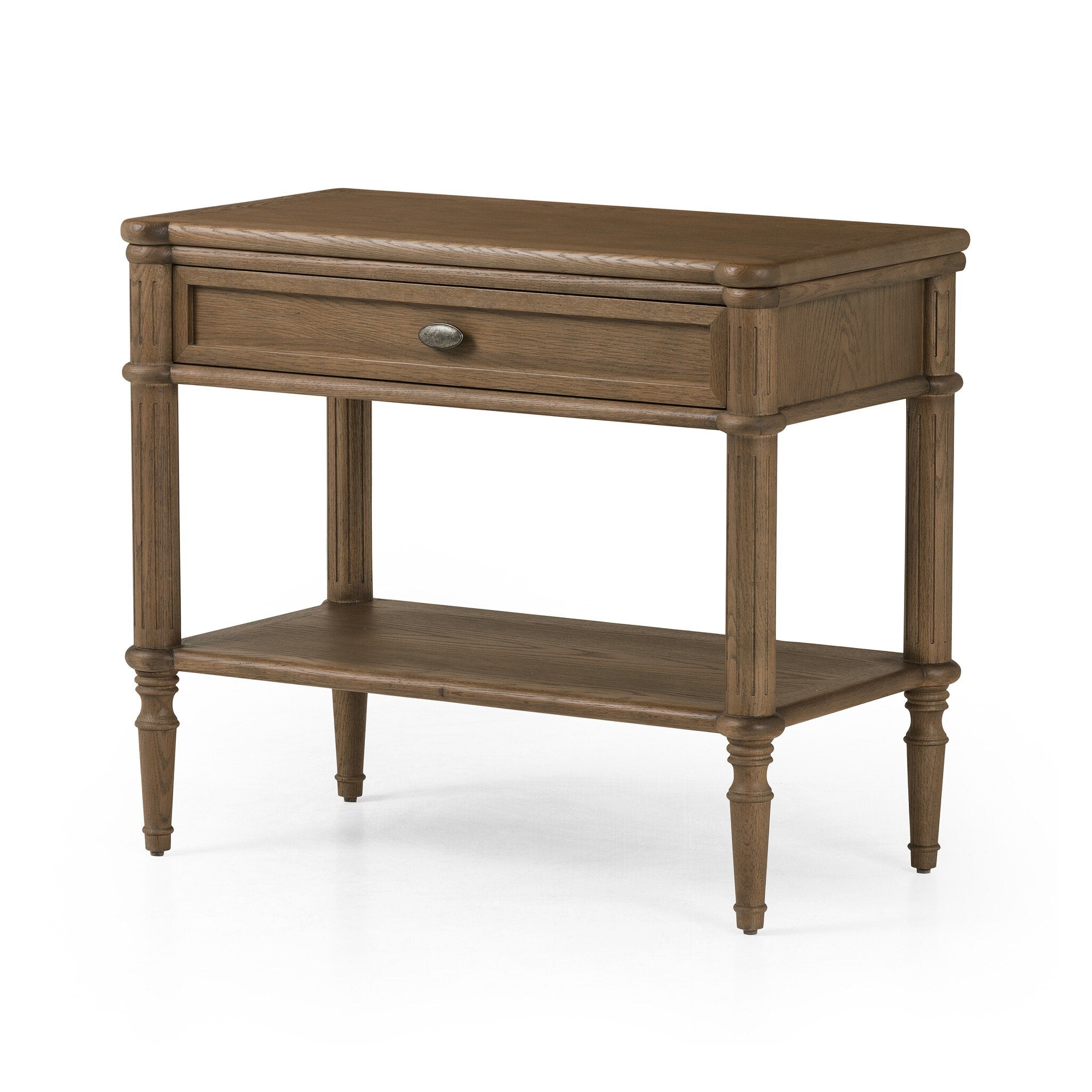 Four Hands Toulouse Nightstand — Toasted Oak-Toasted Oak Veneer-Aged Brass