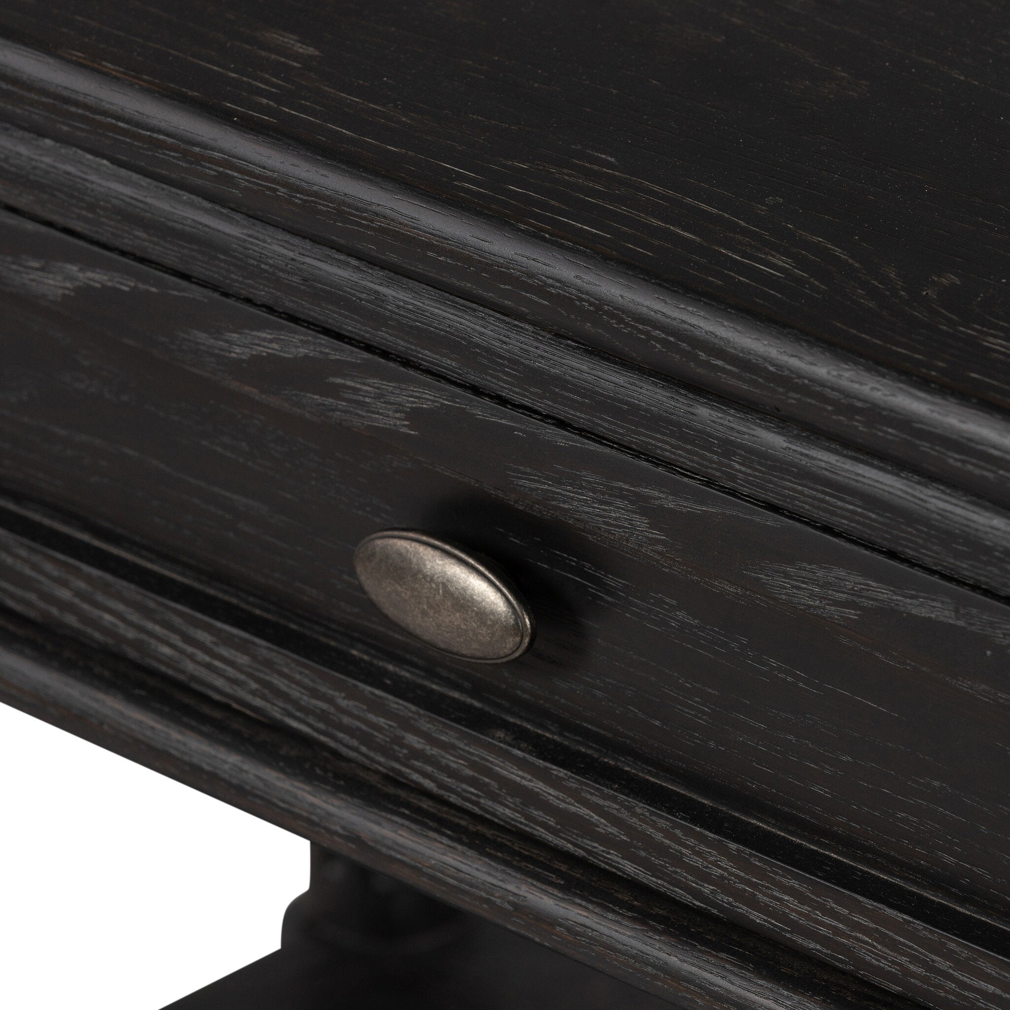 Four Hands Toulouse Nightstand — Distressed Black-Distressed Black Oak-Aged Brass