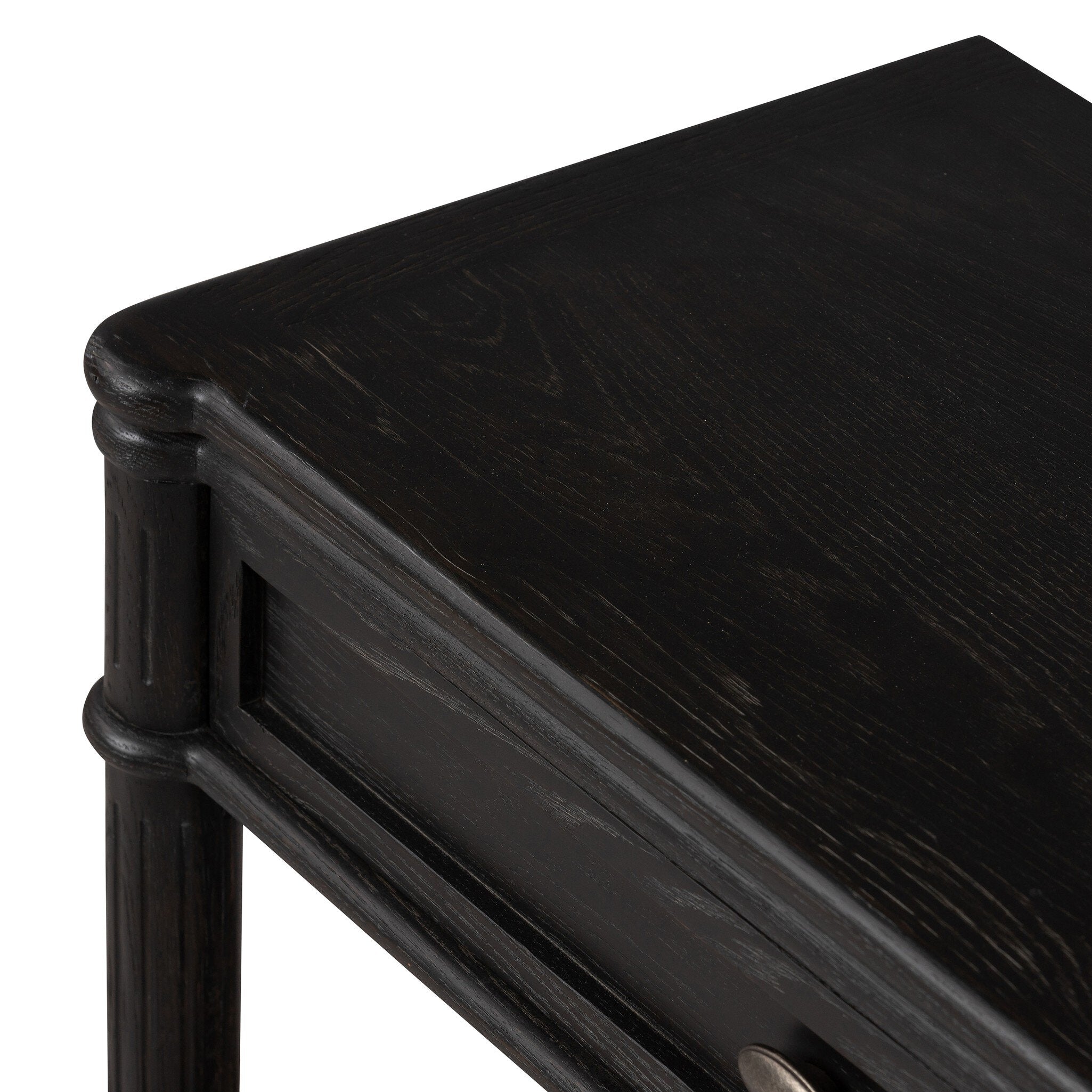 Four Hands Toulouse Nightstand — Distressed Black-Distressed Black Oak-Aged Brass