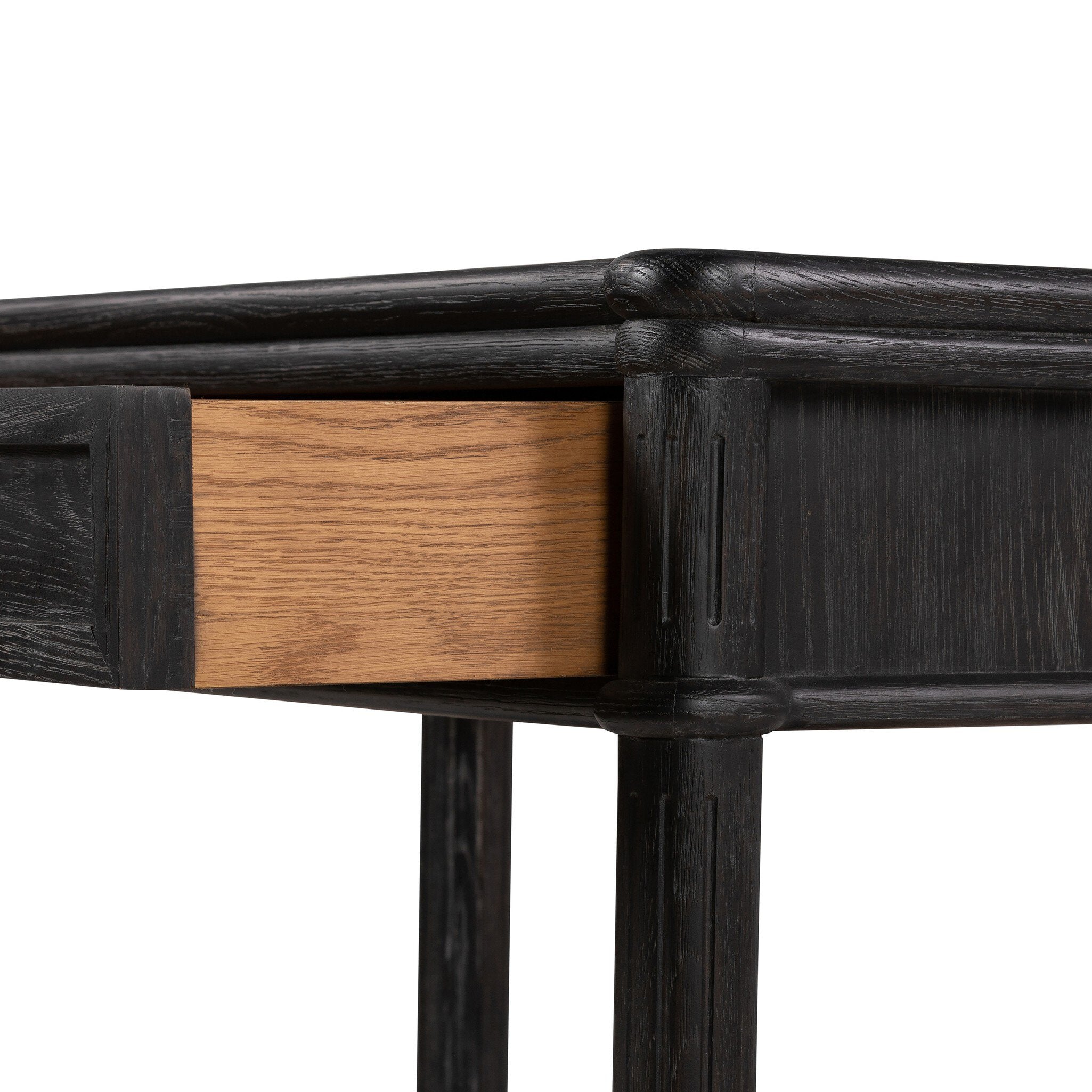 Four Hands Toulouse Nightstand — Distressed Black-Distressed Black Oak-Aged Brass