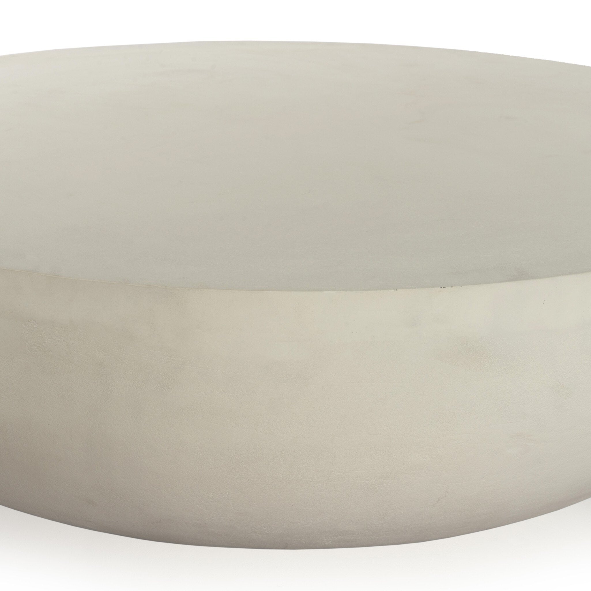 Four Hands Basil Outdoor Round Coffee Table — Matte White Cast Aluminum