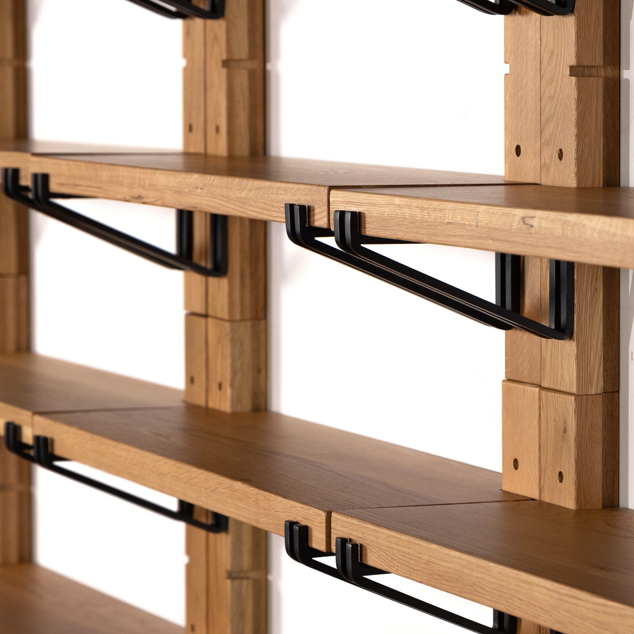 Four Hands Pivott Shelf — Natural Oak Veneer-Dark Iron-Natural Oak