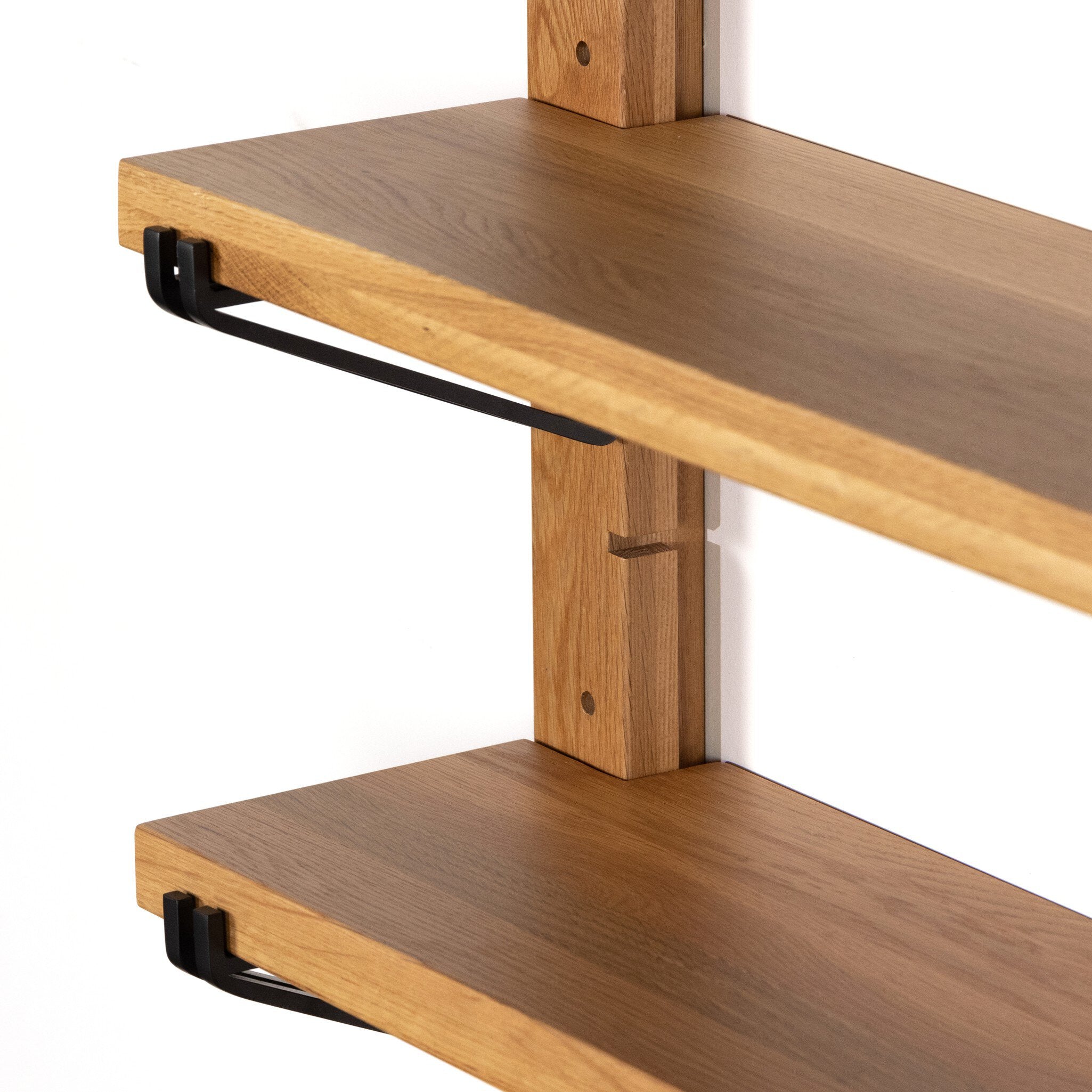 Four Hands Pivott Shelf — Natural Oak Veneer-Dark Iron-Natural Oak