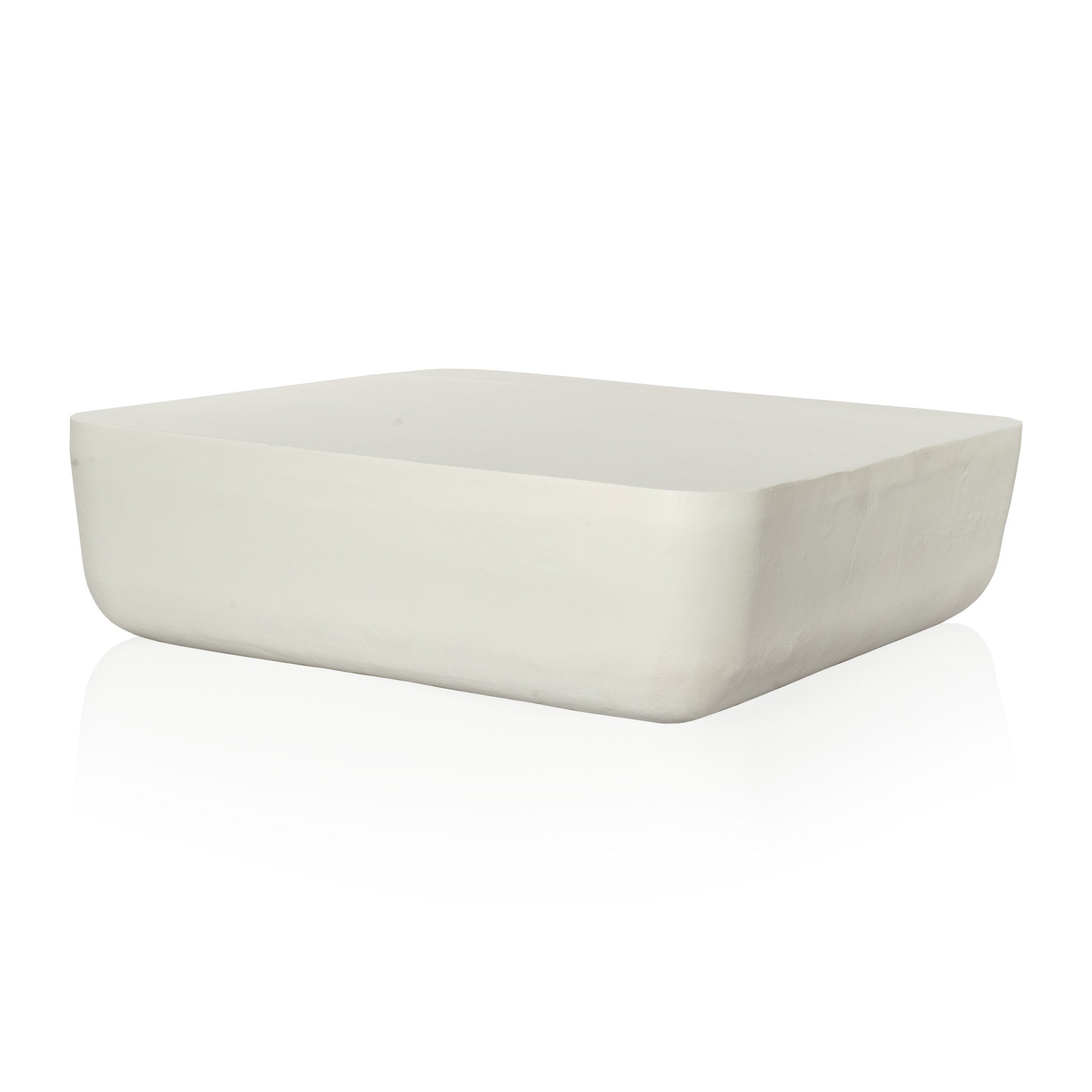 Four Hands Basil Square Outdoor Coffee Table — Matte White Cast Aluminum