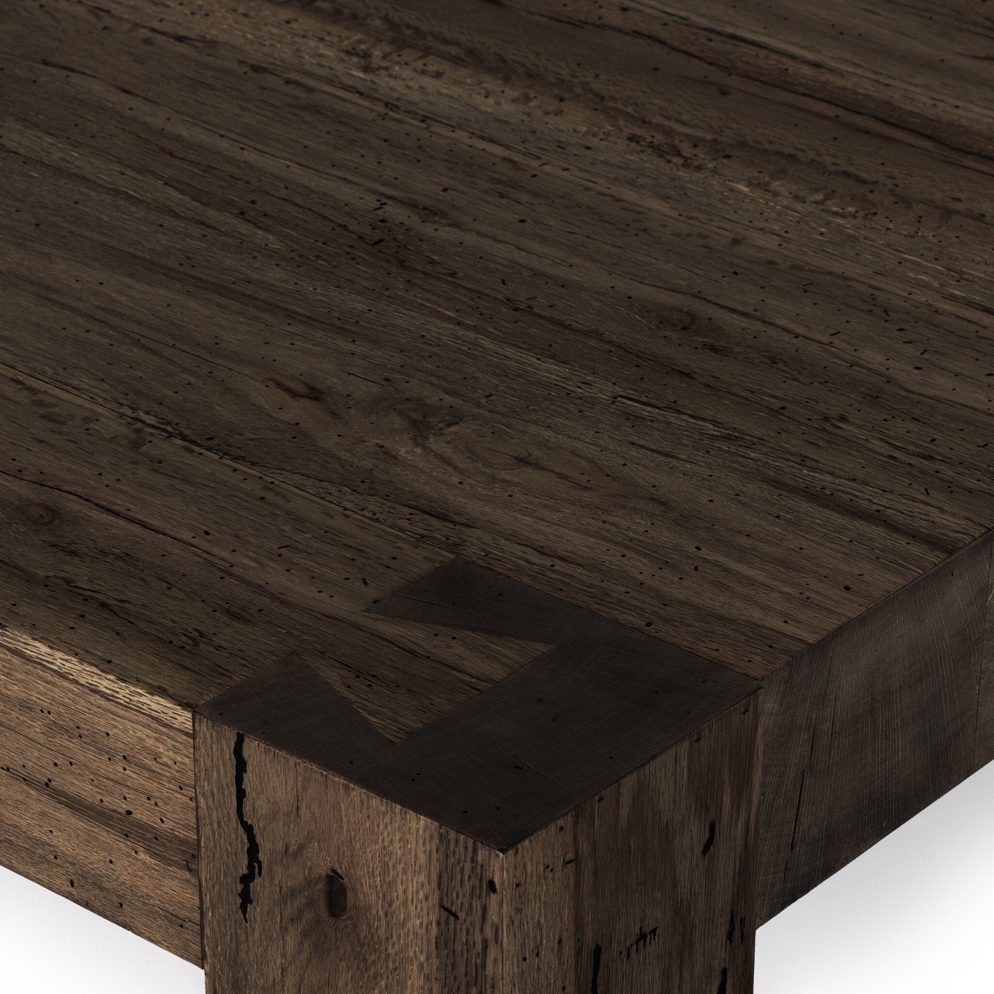 Four Hands Abaso Coffee Table — Ebony Rustic Wormwood Oak