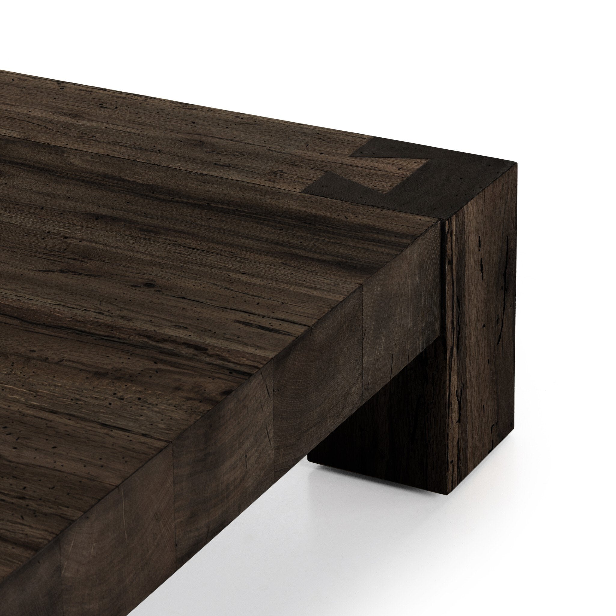 Four Hands Abaso Coffee Table — Ebony Rustic Wormwood Oak