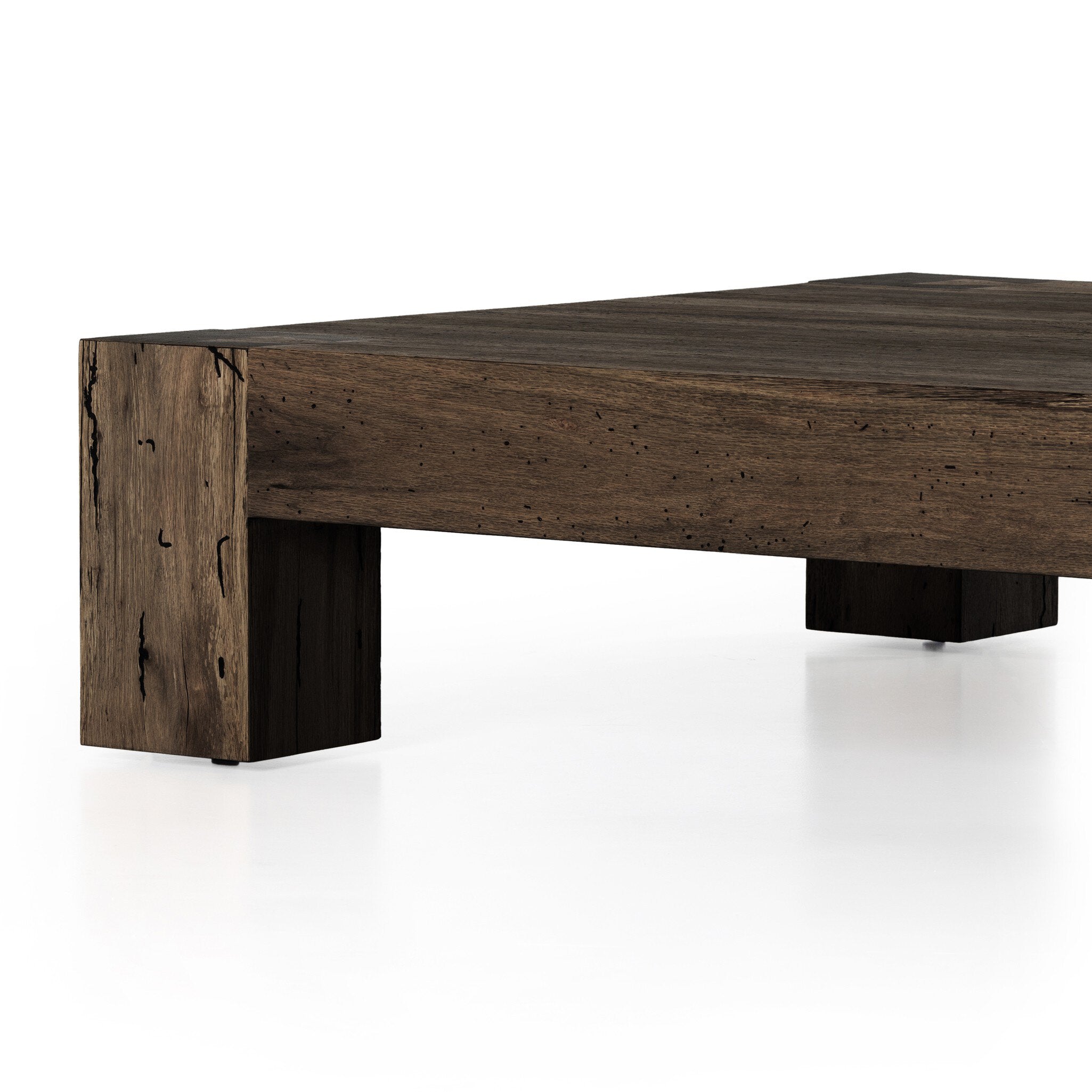 Four Hands Abaso Coffee Table — Ebony Rustic Wormwood Oak