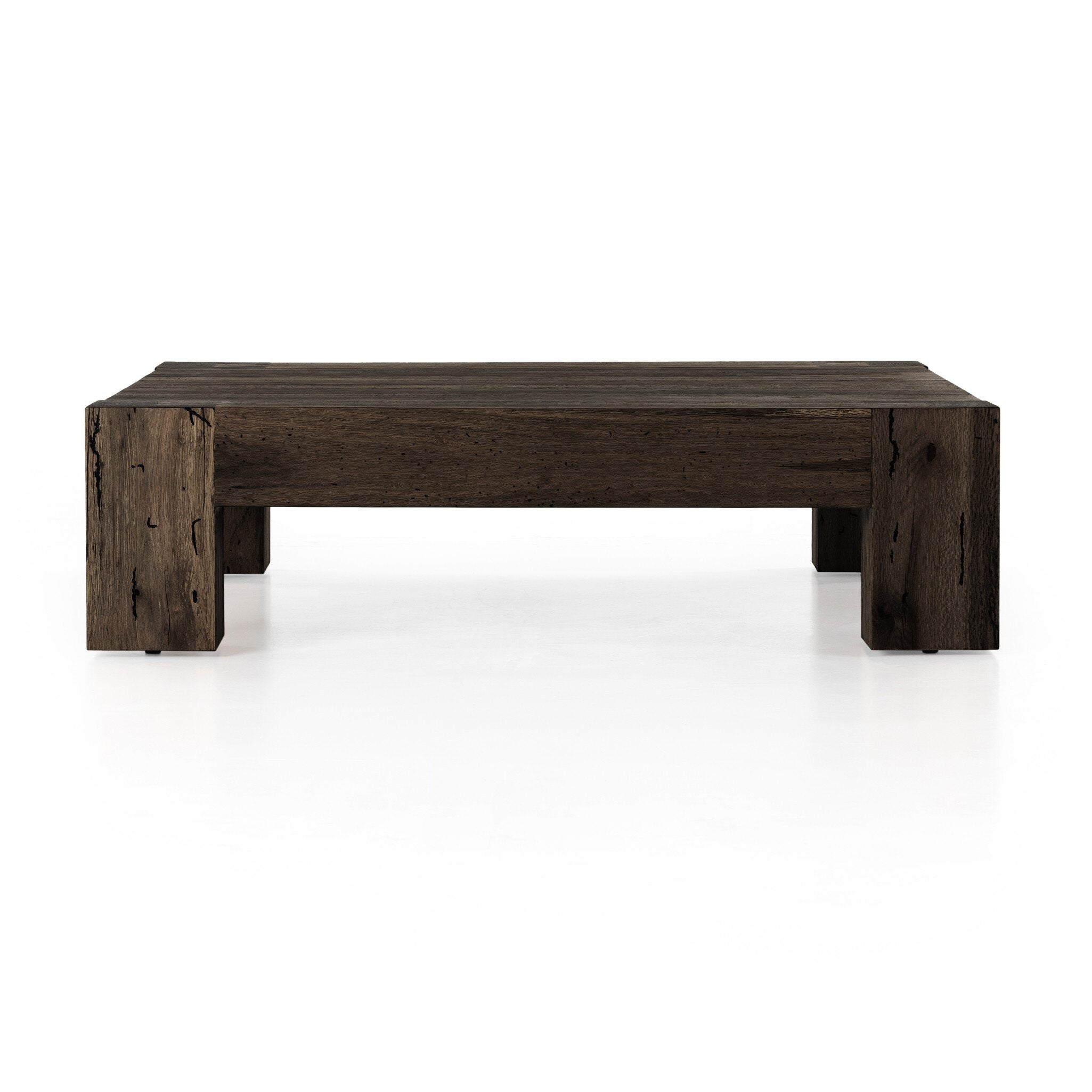 Four Hands Abaso Coffee Table — Ebony Rustic Wormwood Oak