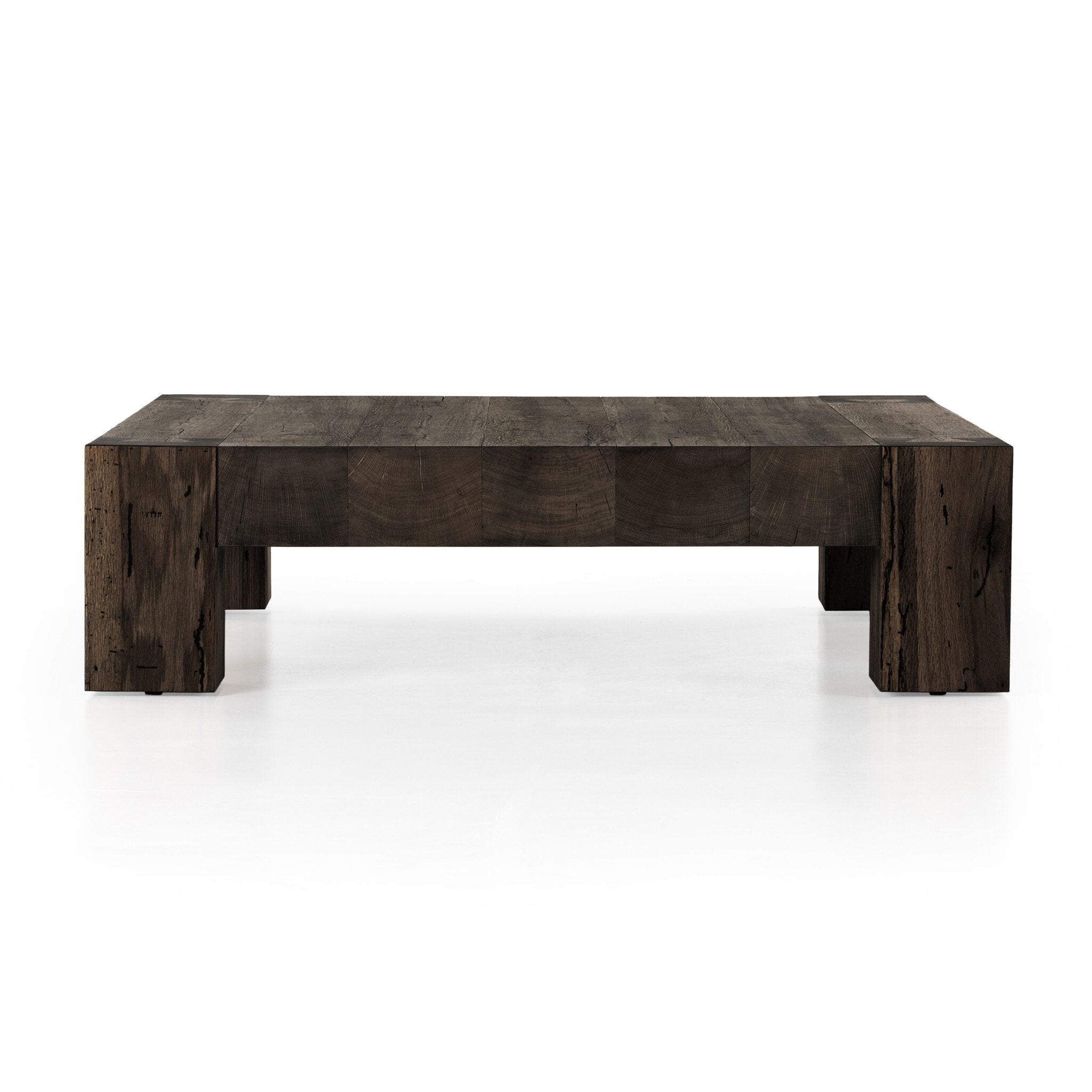 Four Hands Abaso Coffee Table — Ebony Rustic Wormwood Oak