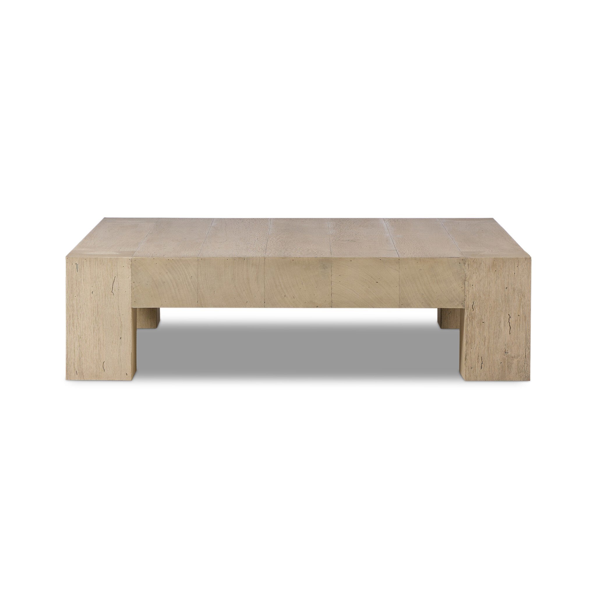 Four Hands Abaso Coffee Table — Whitewash Rustic Wormwood Oak-Smoked Oak Veneer